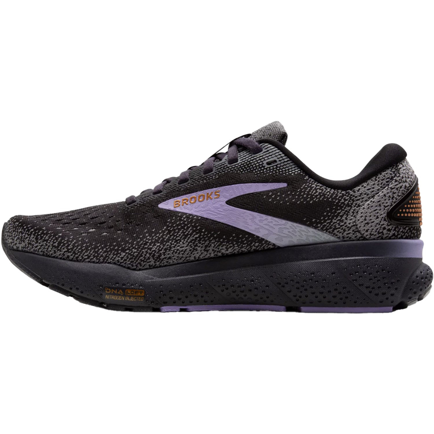 Womens Brooks Women's Brooks Ghost 16 Ebony/Lavender/Copper Mesh Ebony/Lavender/Copper Mesh