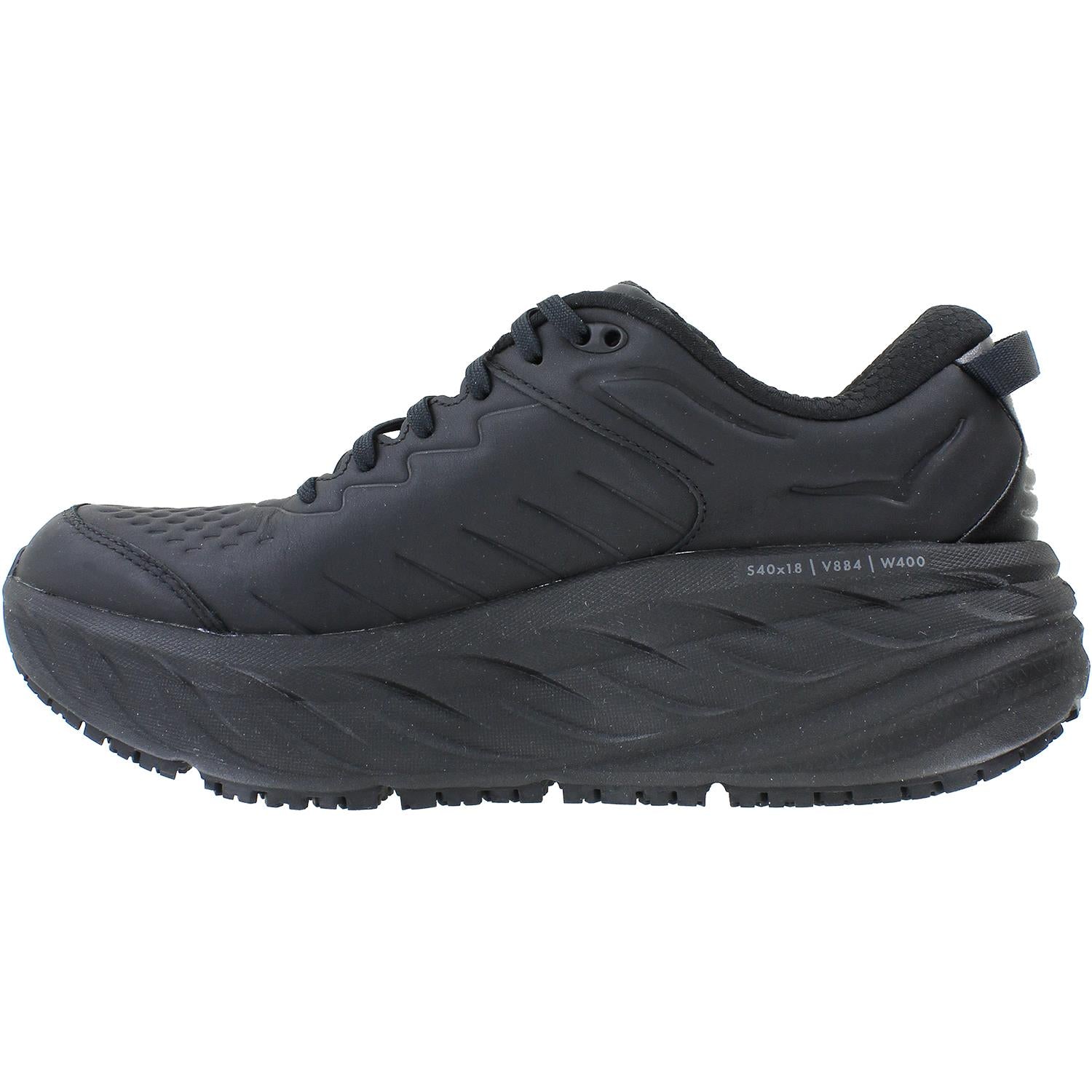 Mens Hoka one one Men's Hoka Bondi SR Black Leather Black Leather
