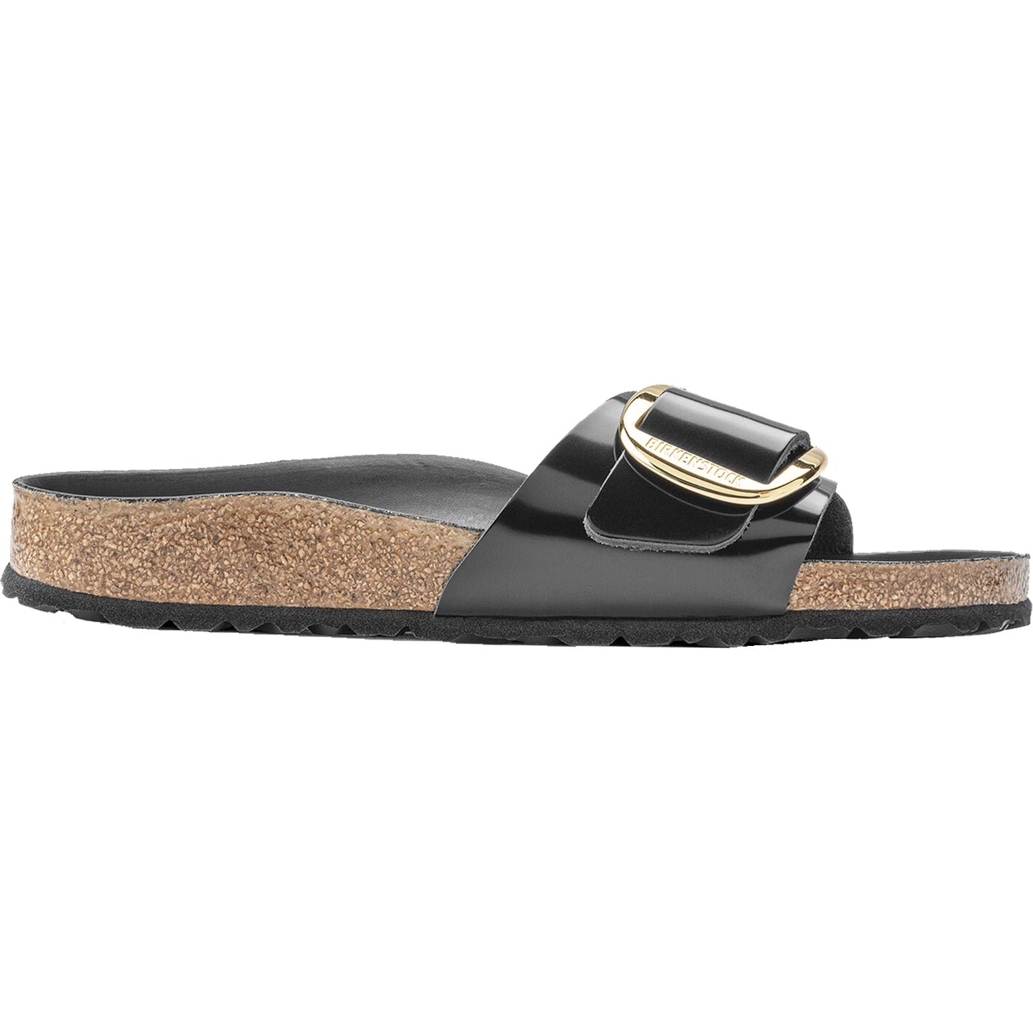 Womens Birkenstock Women's Birkenstock Madrid Big Buckle High Shine Black Leather High Shine Black Leather