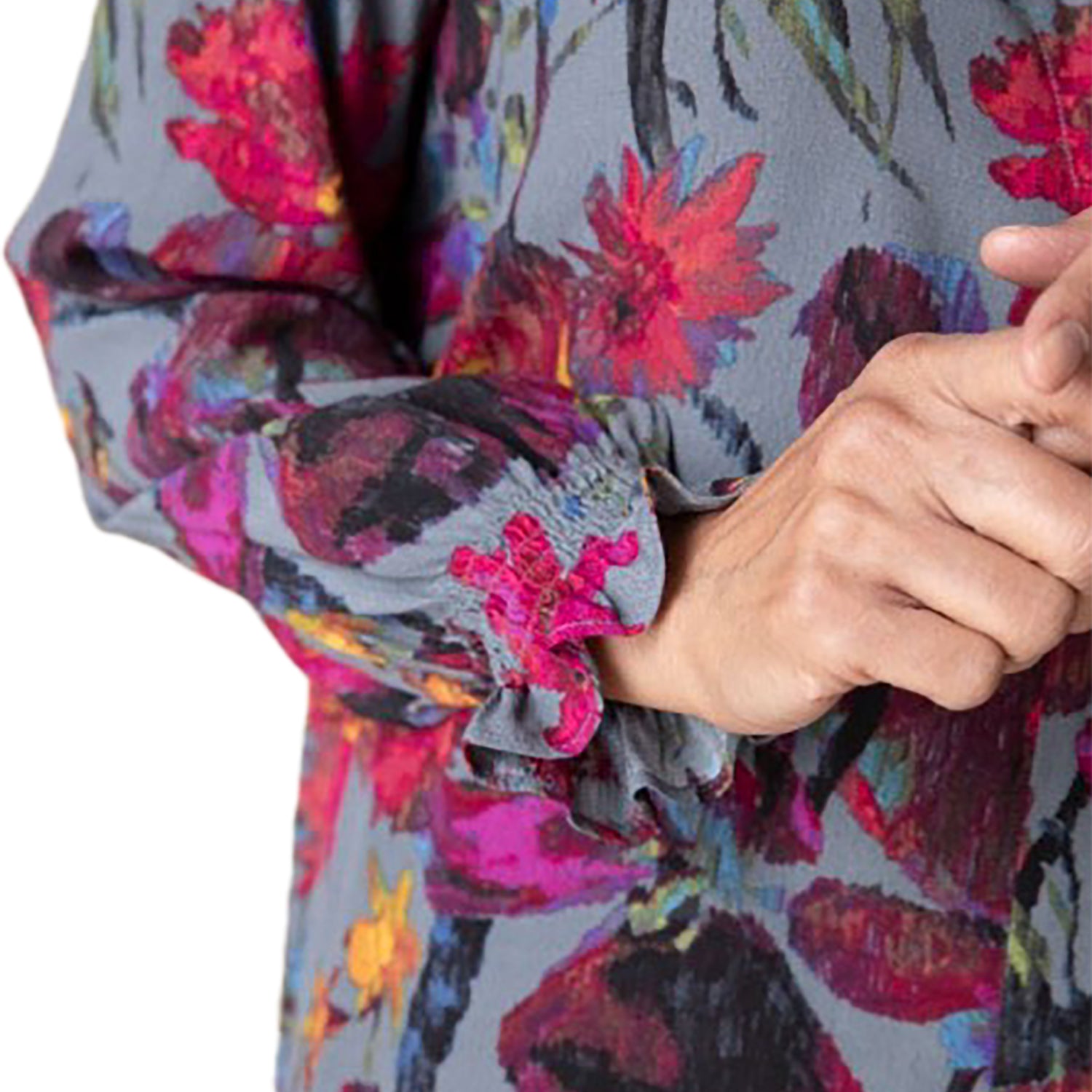 Womens Habitat Women's Habitat Flounce Collar Pullover Iron Botanical Bliss Iron Botanical Bliss
