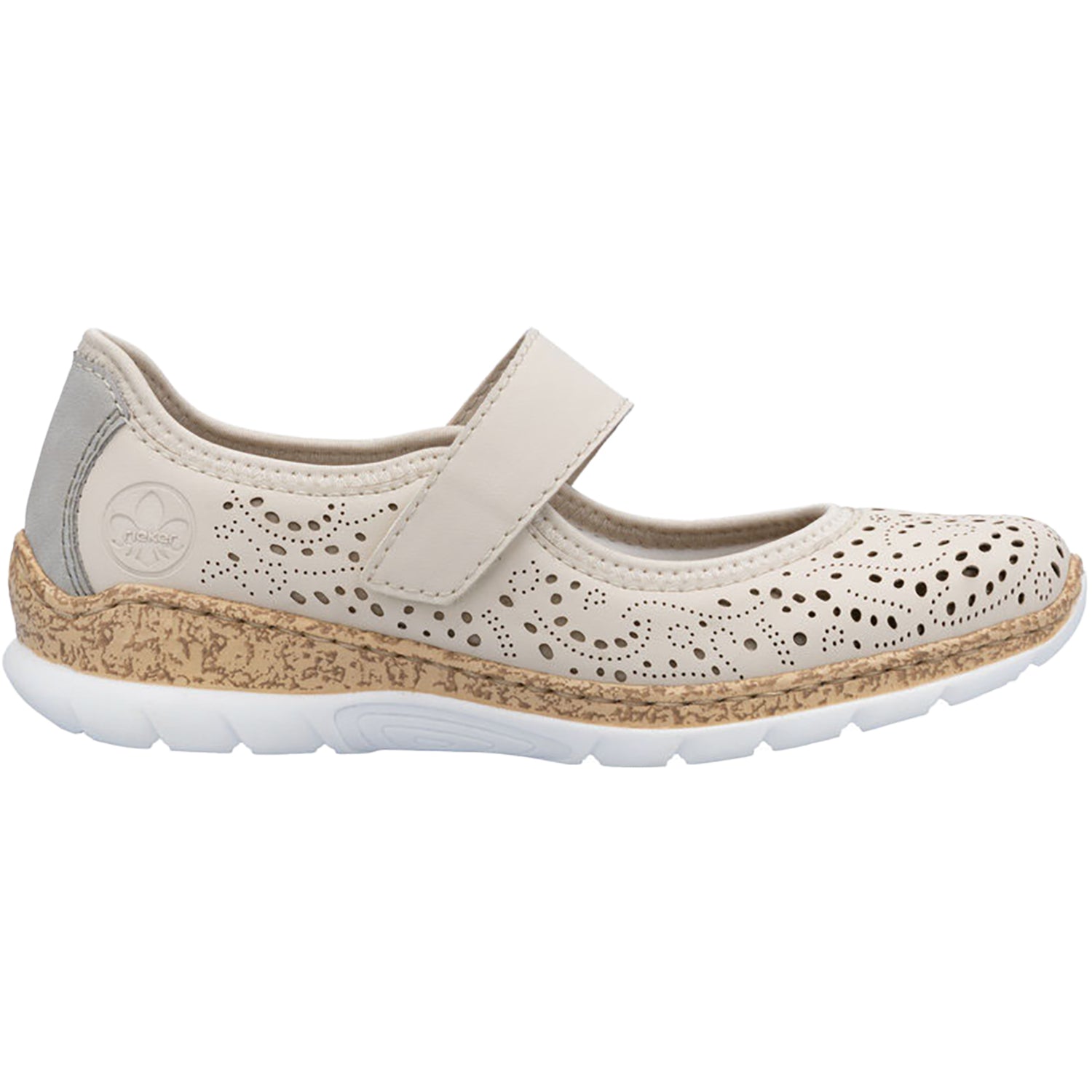 Womens Rieker Women's Rieker N4299-60 Perle/Cement/Cream Synthetic Stretch Nubuck Perle/Cement/Cream