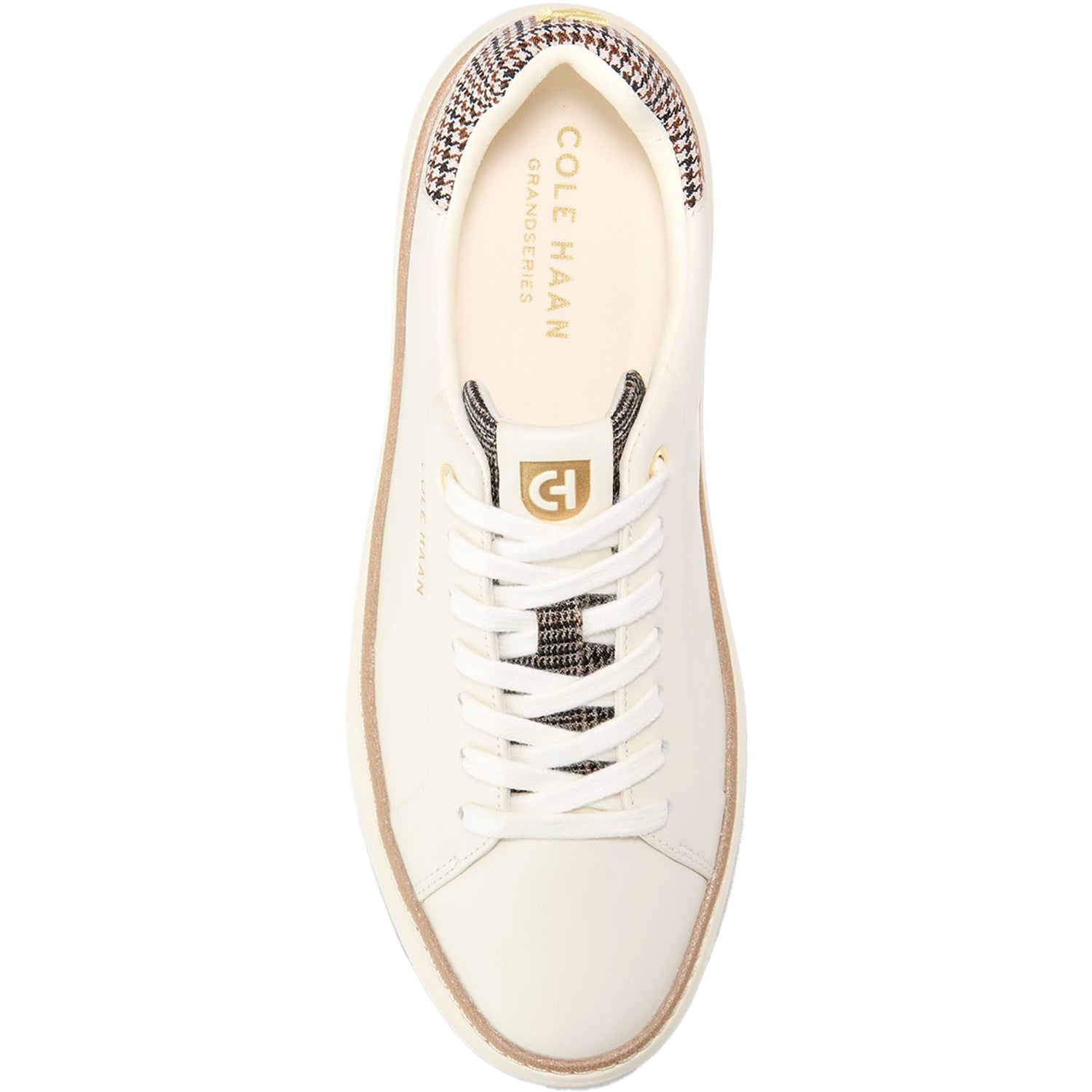 Womens Cole haan Women's Cole Haan GrandPro Topspin Sneaker Ivory/Mini Plaid Leather Ivory/Mini Plaid Leather