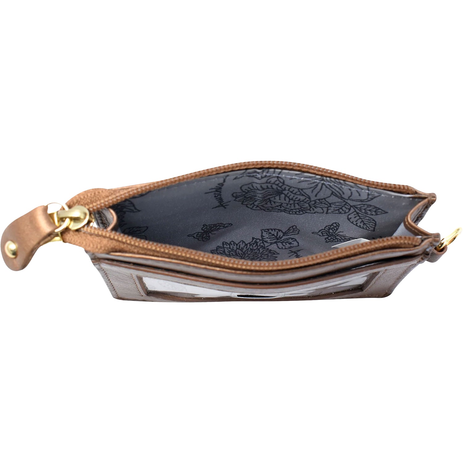 Womens Anuschka Anuschka Card Case Butterfly Blooms Bronze Leather Butterfly Blooms Bronze Leather