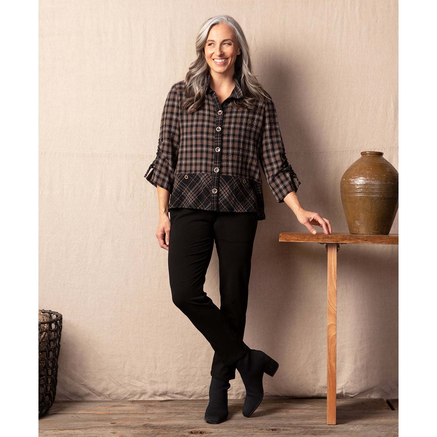 Womens Habitat Women's Habitat Autumn Plaid Mix Jacket Morel Morel