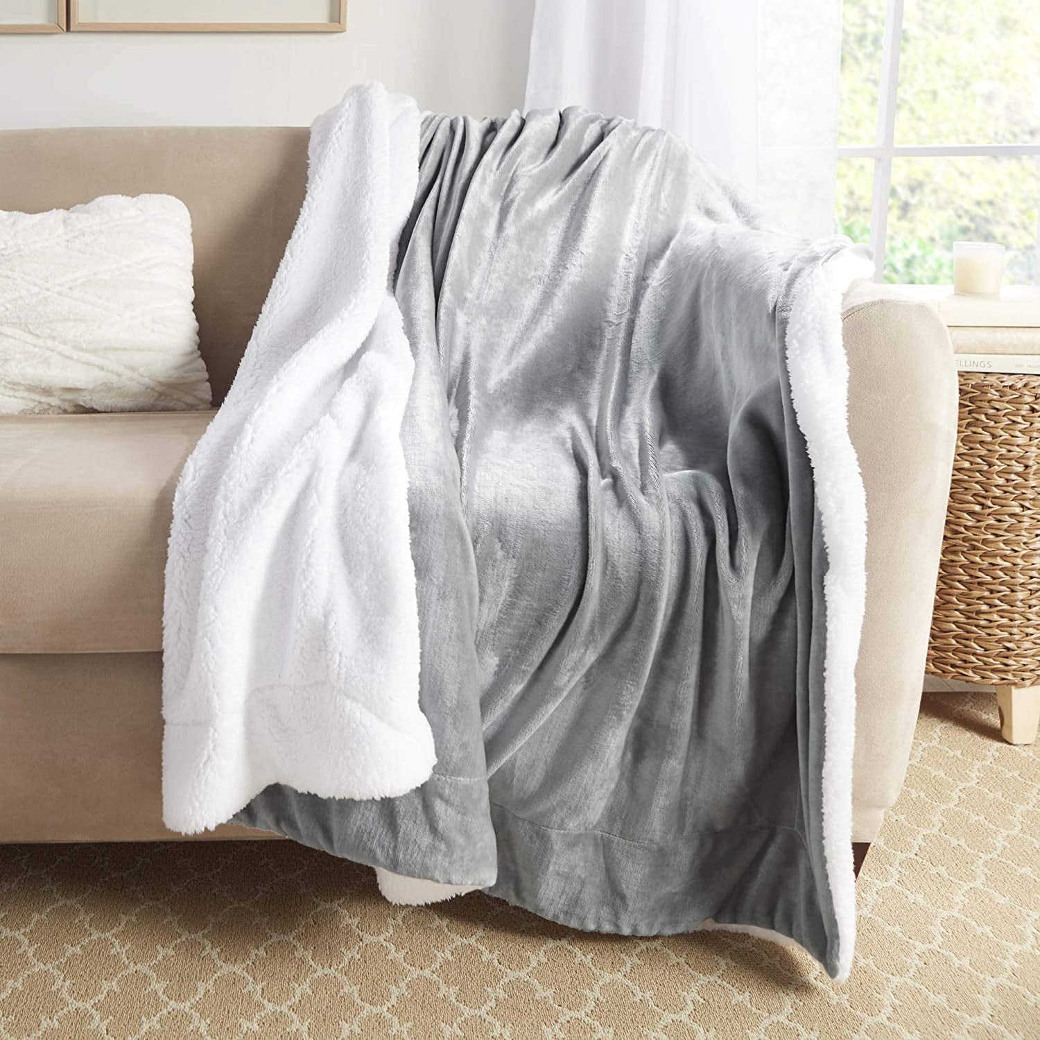 Unisex Genteele blankets Unisex Genteele Sherpa Throw Blanket Silver Silver