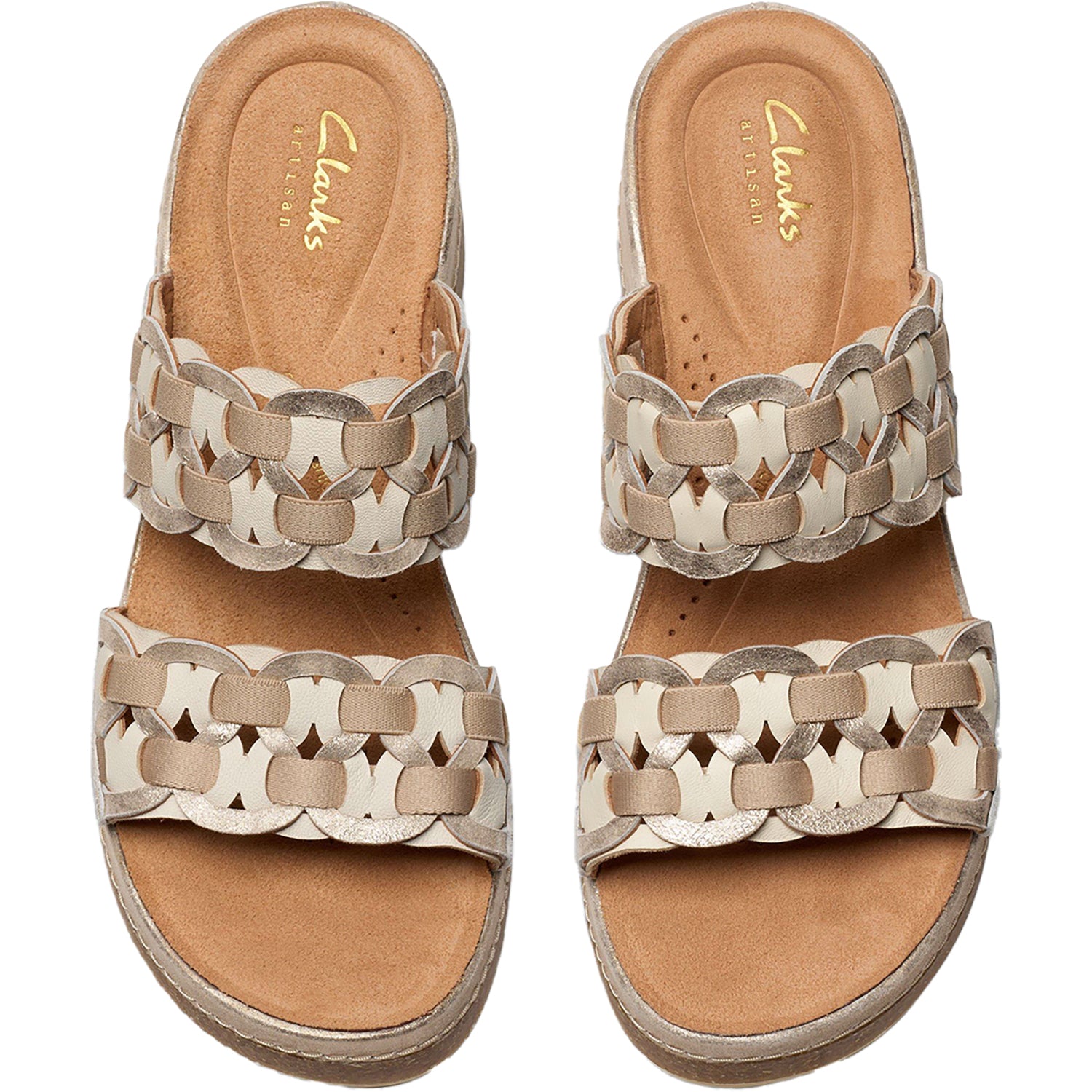 Womens Clarks Women's Clarks Kassanda Mule Metallic Combi Leather/Synthetic Metallic Combi Leather/Synthetic