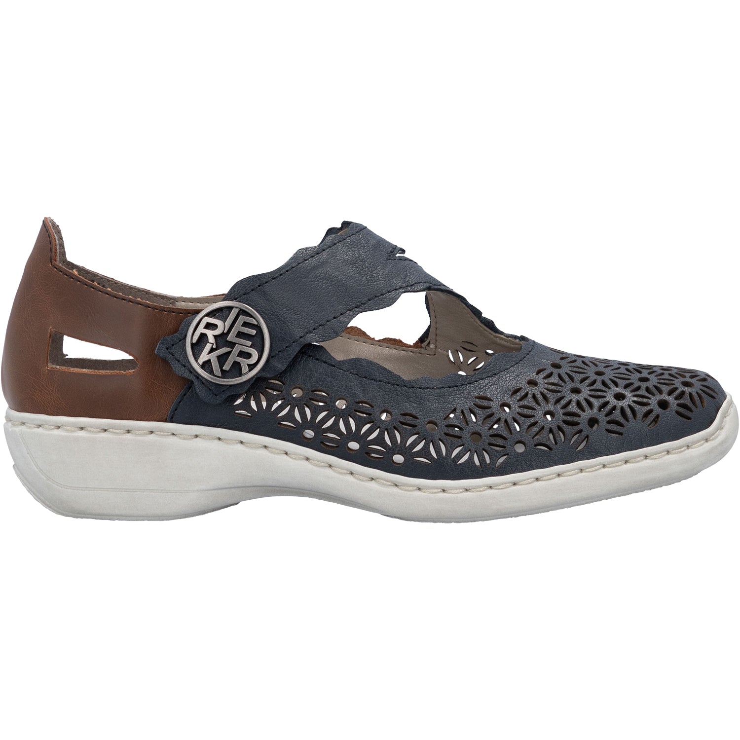 Womens Rieker Women's Rieker 413G4-14 Pazifik/Mogano Leather Pazifik/Mogano Leather
