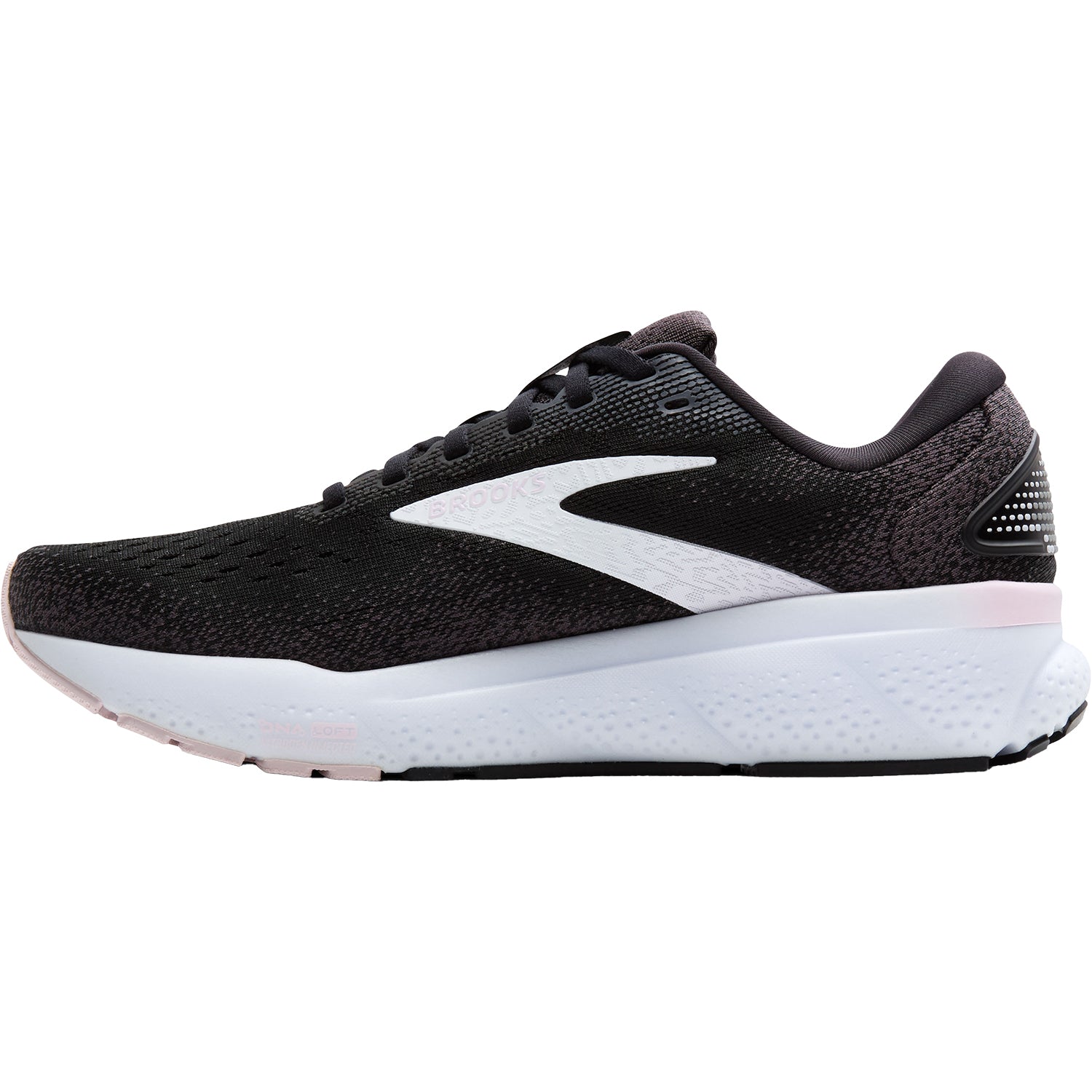 Womens Brooks Women's Brooks Ghost 16 Black/White/Orchid Ice Mesh Black/White/Orchid Ice Mesh