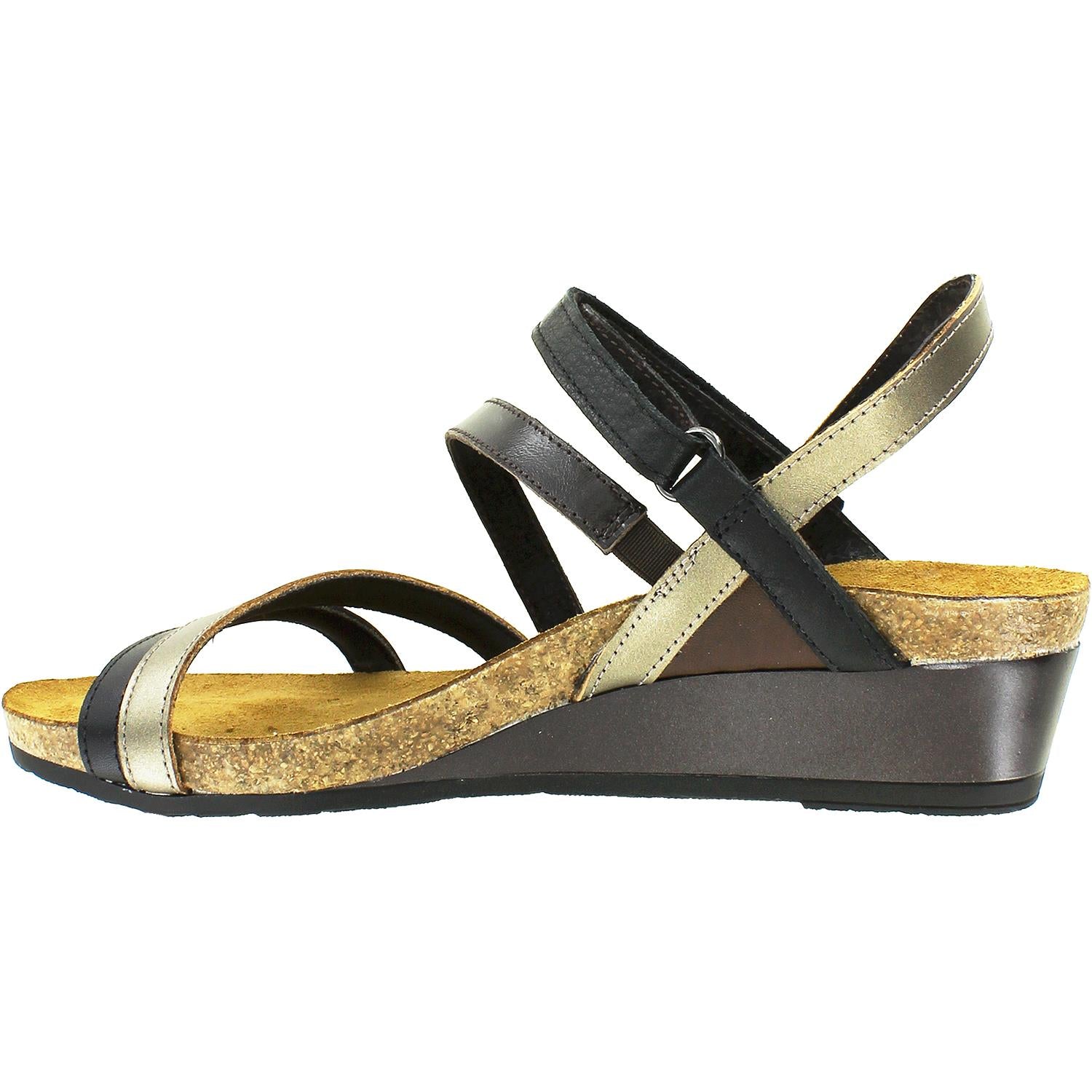 Womens Naot Women's Naot Hero Black/Pewter/Walnut Leather Black/Pewter/Walnut Leather
