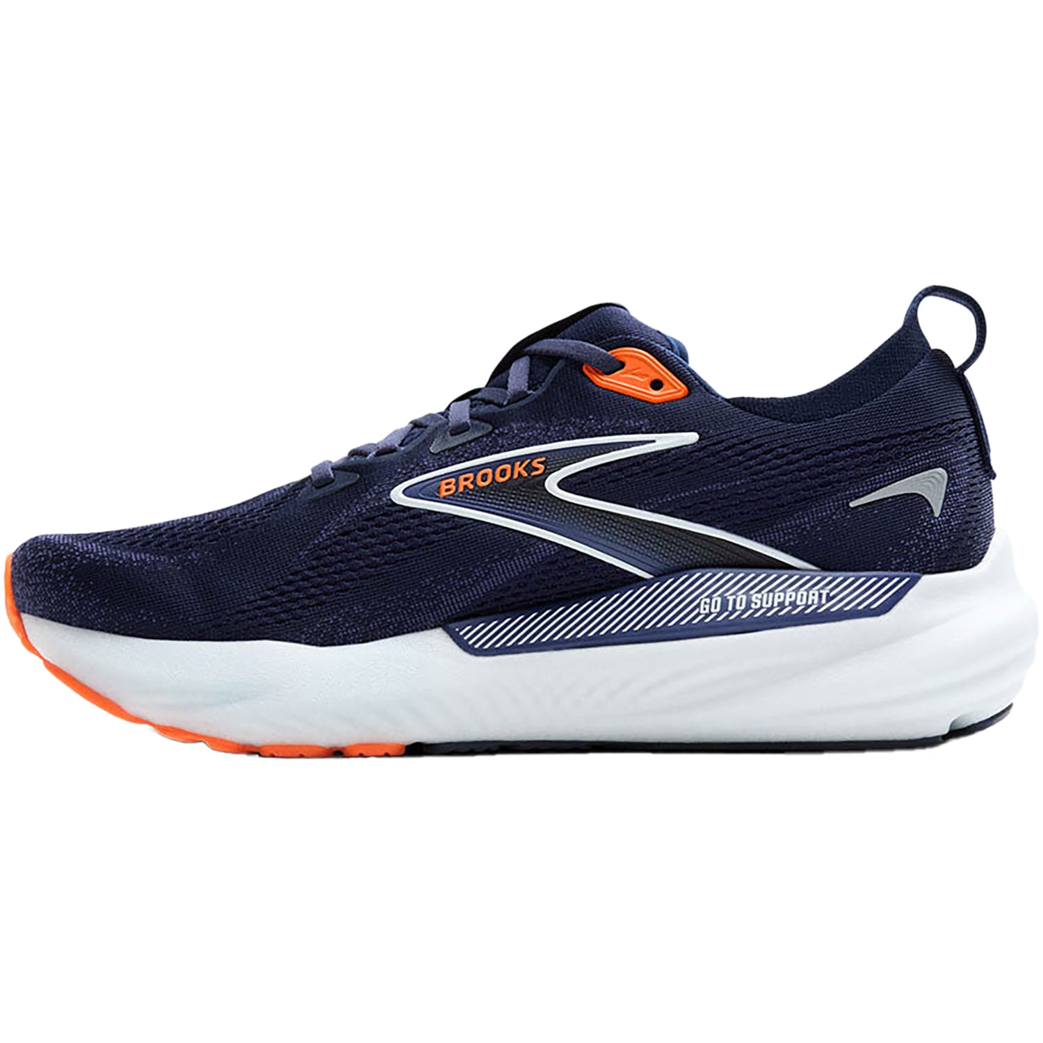 Mens Brooks Men's Brooks Glycerin Gts 22 Peacoat/Blue Ribbon/Orange Mesh Peacoat/Blue Ribbon/Orange Mesh