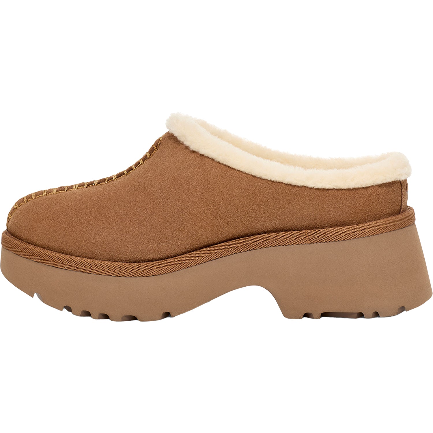 Womens Ugg Women's UGG New Heights Cozy Clog Chestnut Suede Chestnut