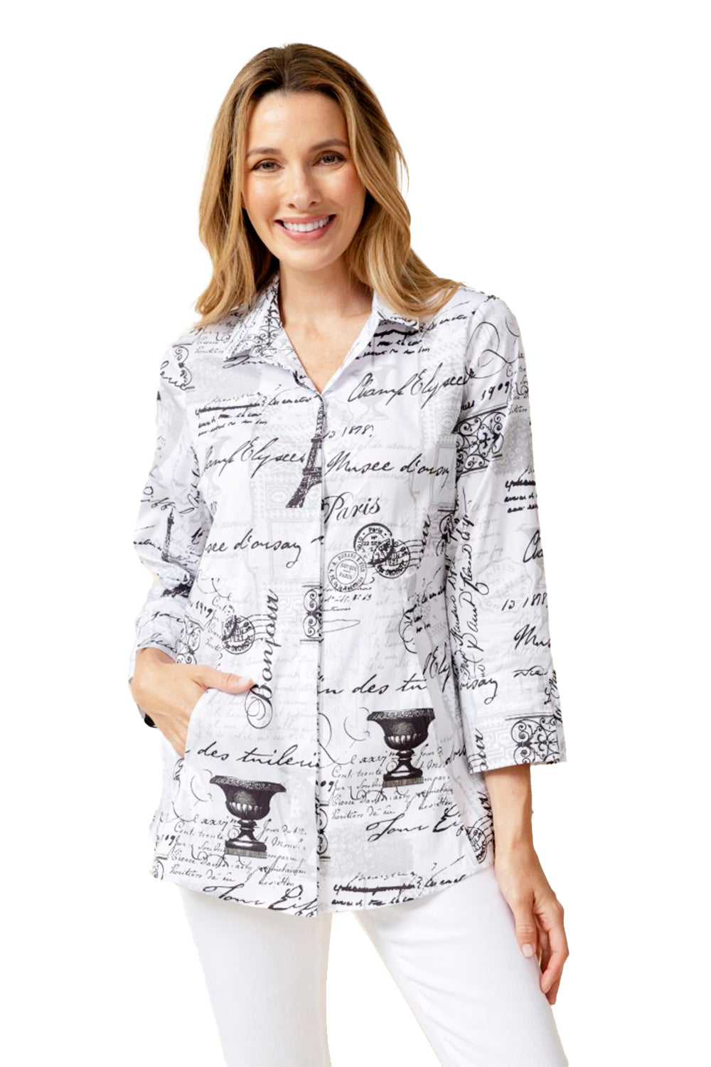 Womens Habitat Women's Habitat Perfect Travel Parisian Hidden Placket Shirt White White