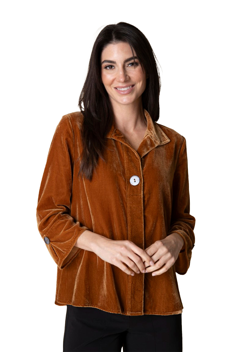 Womens Habitat Women's Habitat Velvet Hidden Placket Swing Shirt Ginger Ginger