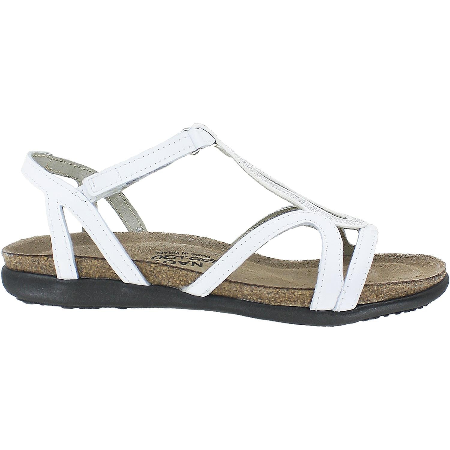 Womens Naot Women's Naot Tamara White Leather W/Silver Rivets White Leather W/Silver Rivets
