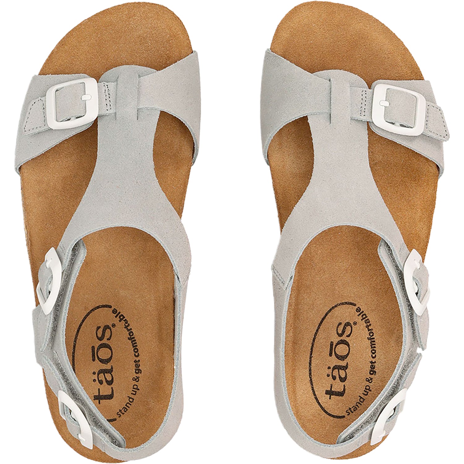 Womens Taos Women's Taos MVP Light Grey/White Buckle Suede Light Grey/White Buckle