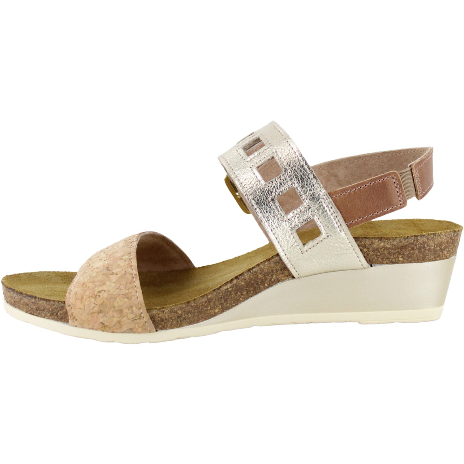 Womens Naot Women's Naot Dynasty Cork/Radiant Gold/Latte Leather Cork/Radiant Gold/Latte Leather