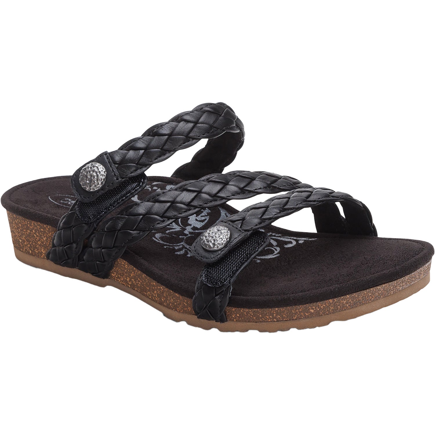 Womens Aetrex Women's Aetrex Josie Black Braided Leather Black