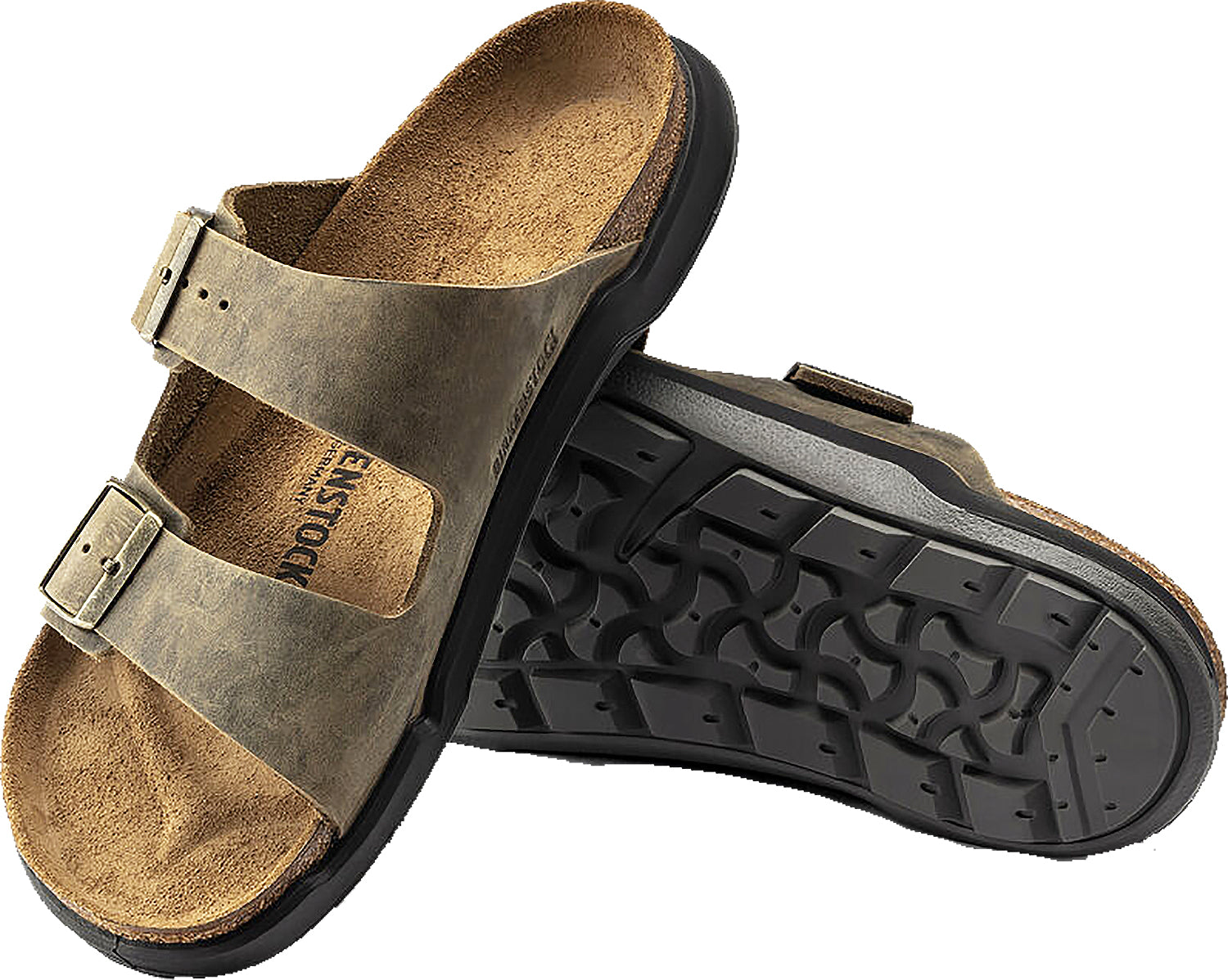Mens Birkenstock Men's Birkenstock Arizona Rugged Faded Khaki Oiled Leather Faded Khaki Rugged Oiled Leather