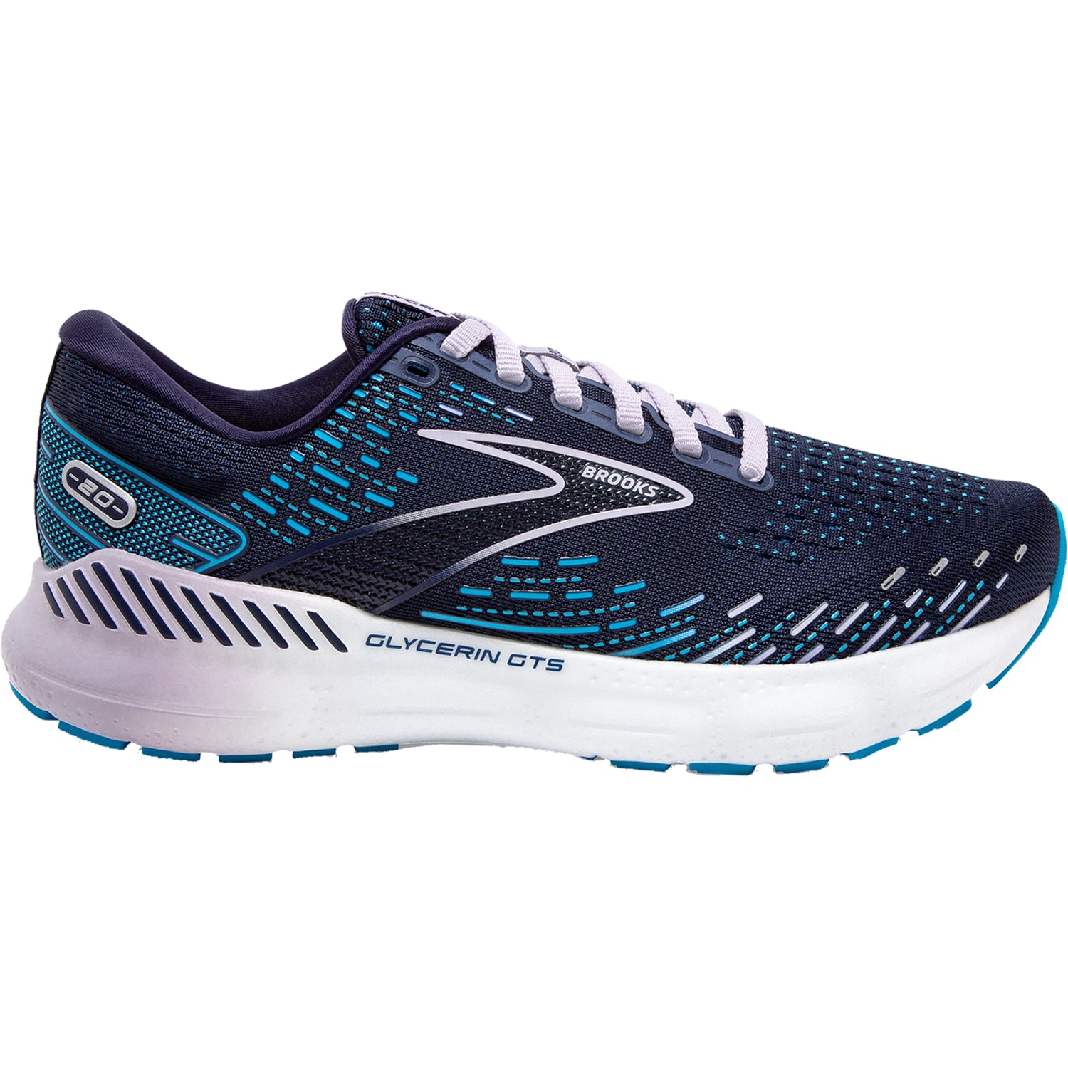 Womens Brooks Women's Brooks Glycerin GTS 20 Peacoat/Ocean/Pastel Lilac Mesh Peacoat/Ocean/Pastel Lilac Mesh