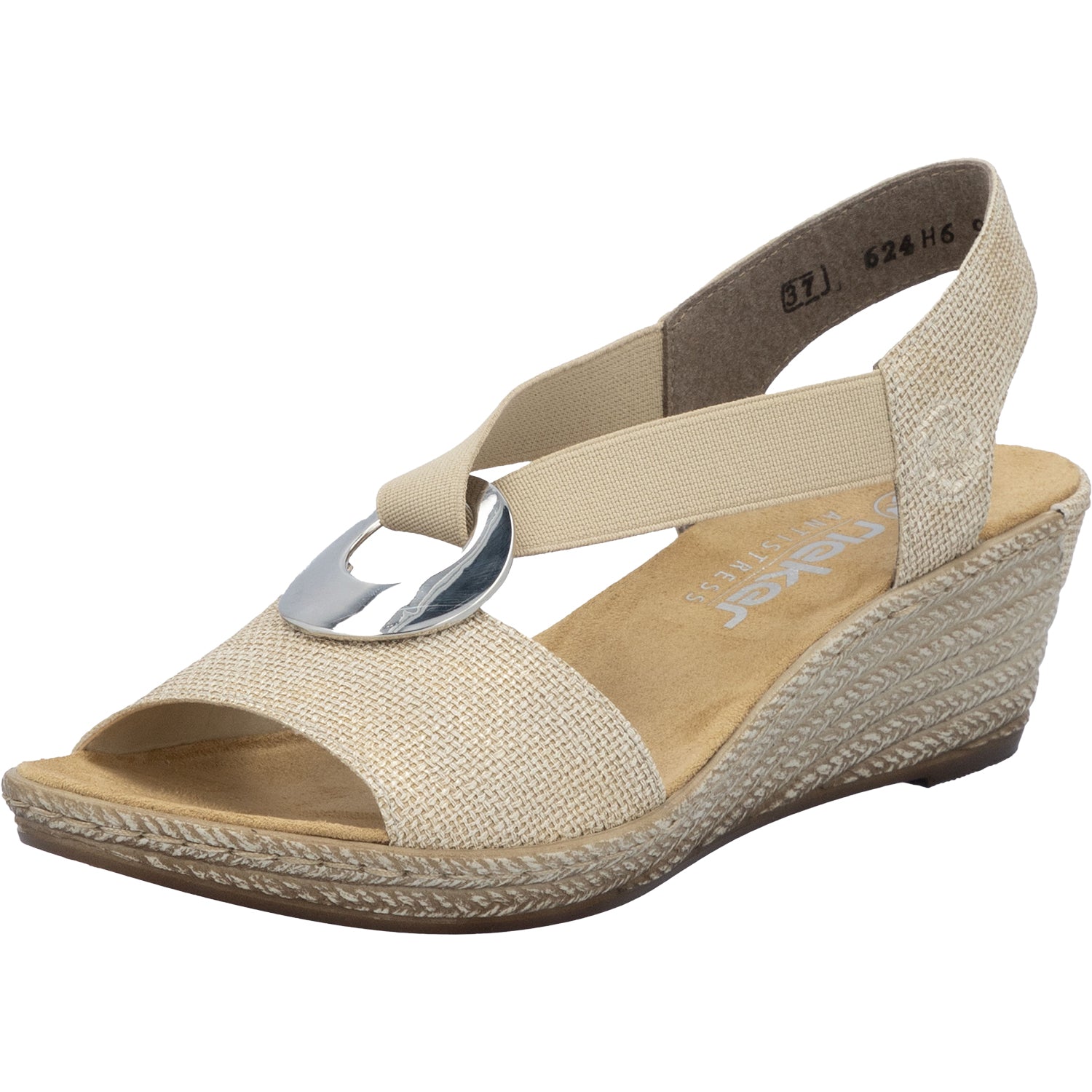 Womens Rieker Women's Rieker 624H6-93 Fanni H6 Muschel Stripe Metallic Synthetic Muschel Stripe Metallic Synthetic