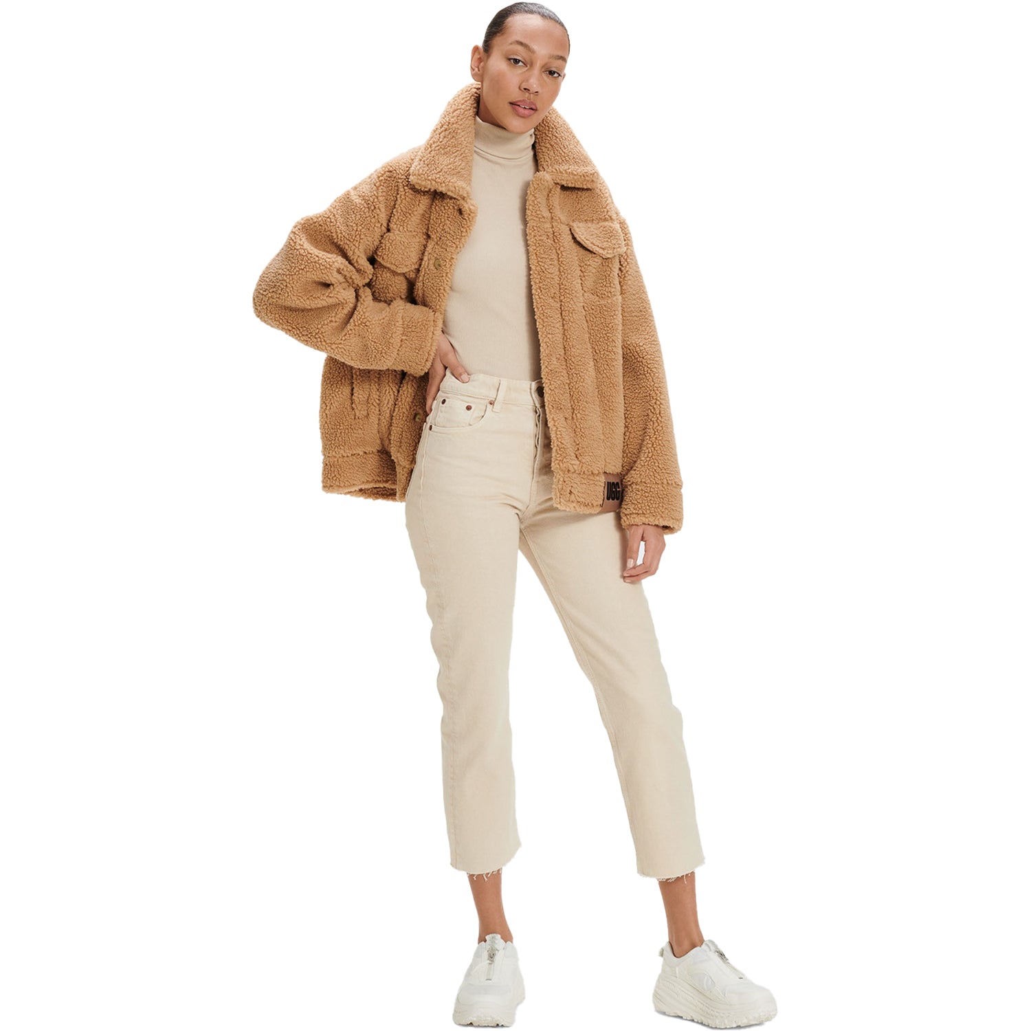 Womens Ugg Women's UGG Frankie Sherpa Trucker Jacket Camel Synthetic Camel Synthetic