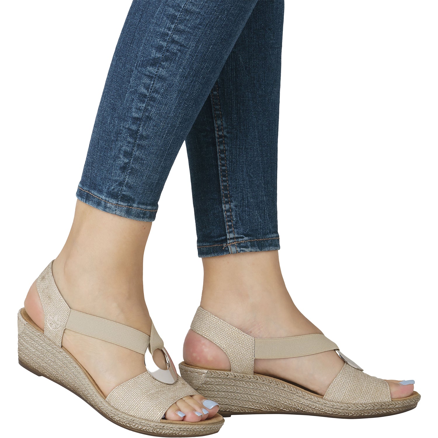 Womens Rieker Women's Rieker 624H6-93 Fanni H6 Muschel Stripe Metallic Synthetic Muschel Stripe Metallic Synthetic