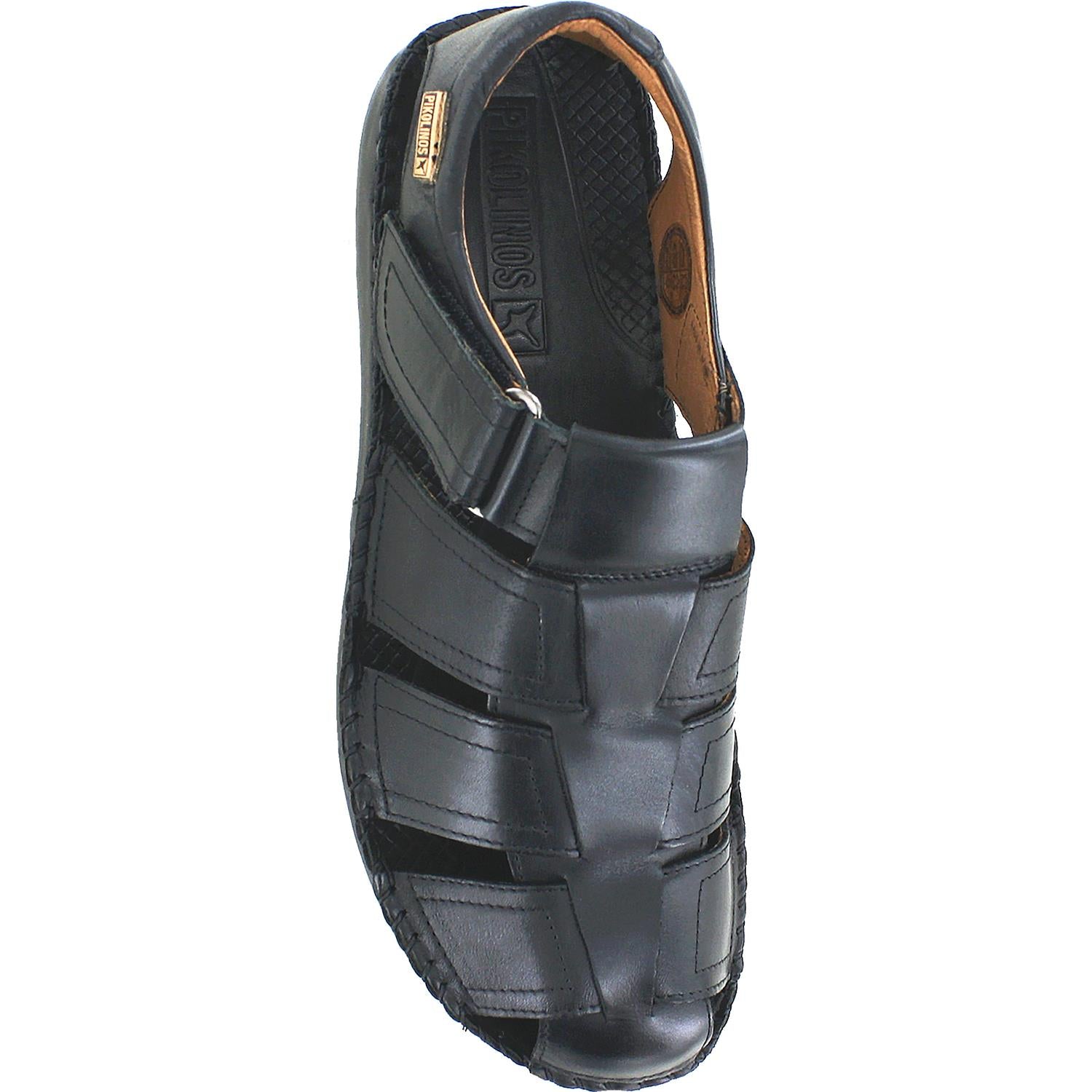Mens Pikolinos Men's Pikolinos Tarifa Fisherman Sandal 06J-5433 Black Leather Black Leather