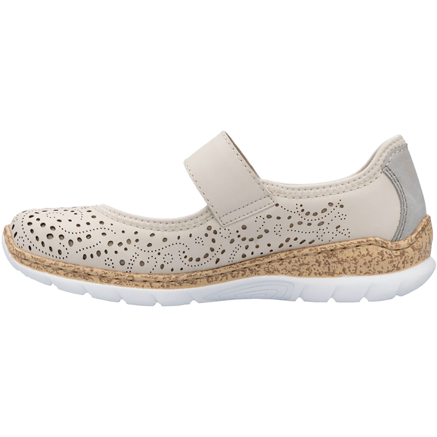 Womens Rieker Women's Rieker N4299-60 Perle/Cement/Cream Synthetic Stretch Nubuck Perle/Cement/Cream