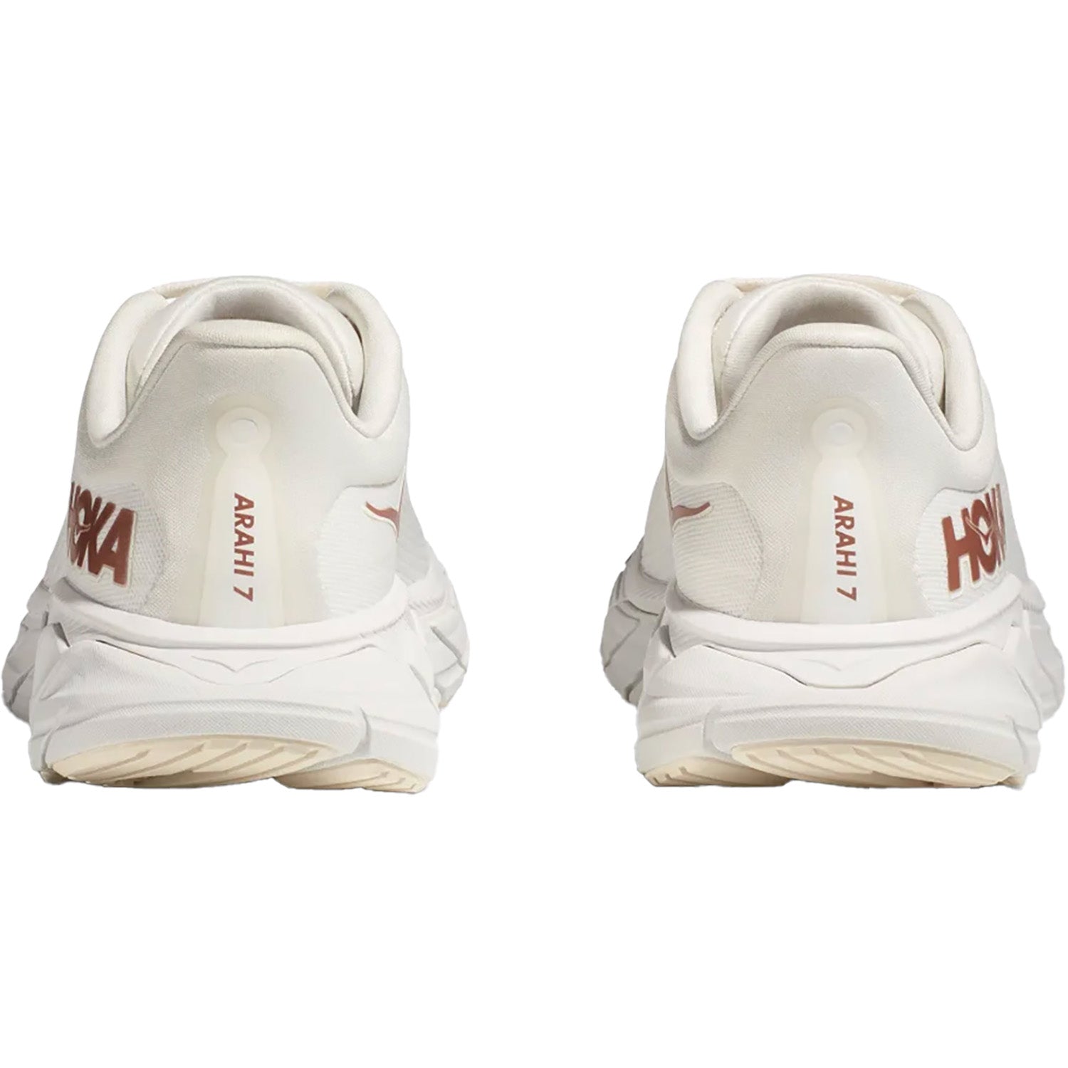Womens Hoka one one Women's Hoka Arahi 7 Blanc De Blanc/Rose Gold Mesh Blanc De Blanc/Rose Gold Mesh