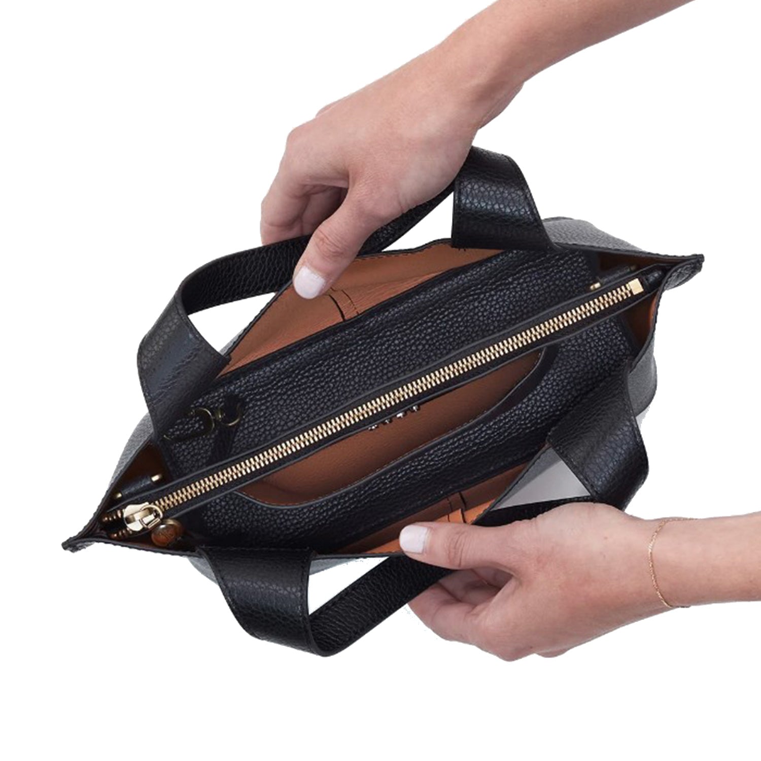 Womens Hobo Hobo International Vida Small Tote Micro Pebbled Black + Biscuit Micro Pebbled Black + Biscuit