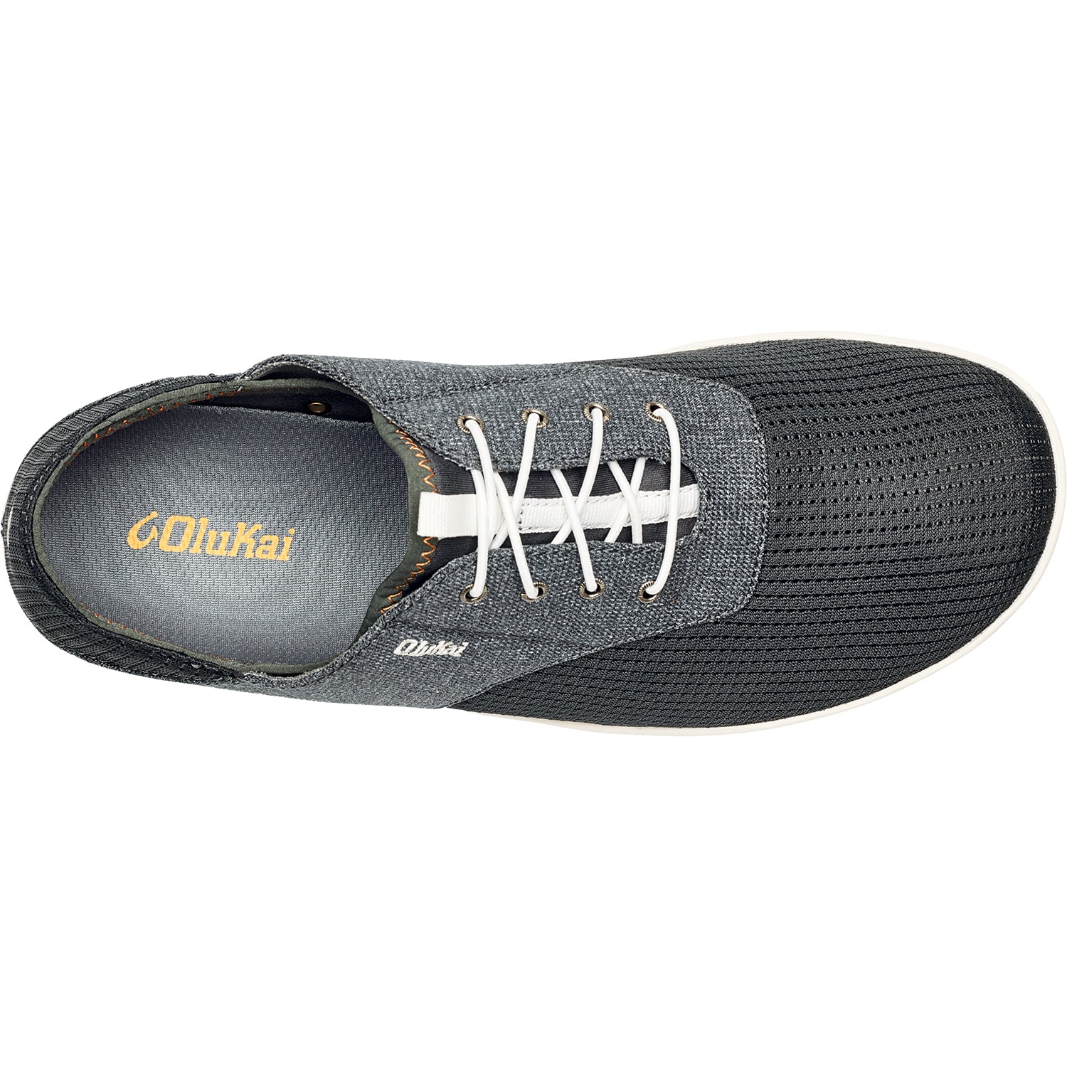 Mens Olukai Men's OluKai Nohea Moku Dark Shadow/Dark Shadow Canvas/Mesh Dark Shadow/Dark Shadow Canvas/Mesh