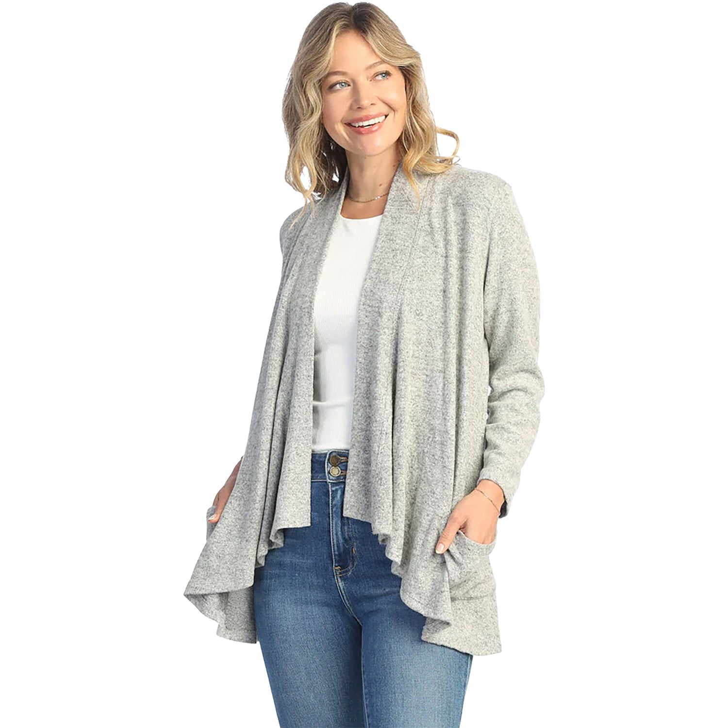Womens Jess & jane Women's Jess & Jane Draped Cardigan Heathered Grey Heathered Grey