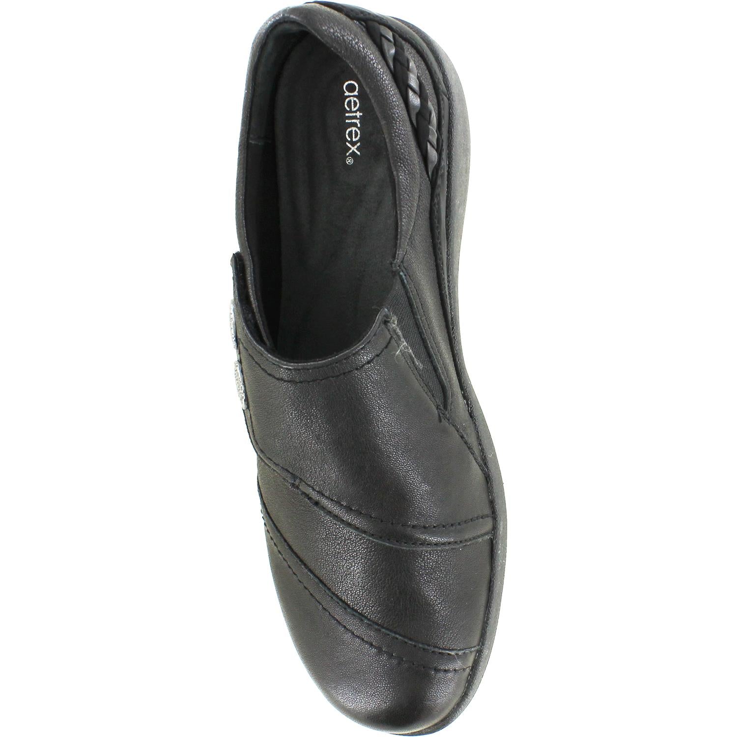 Womens Aetrex Women's Aetrex Karina Black Leather Black Leather