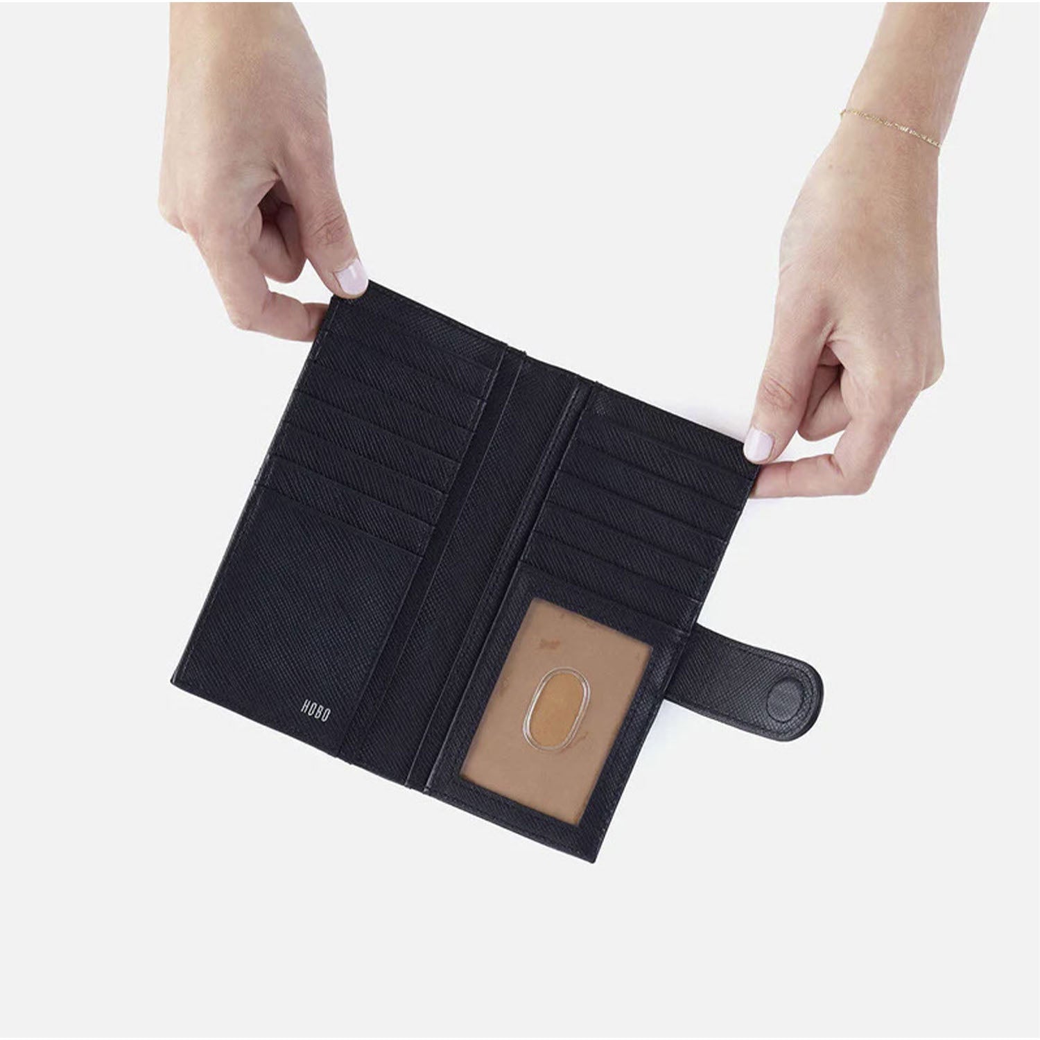 Womens Hobo Hobo International Essential Bifold Wallet Black Leather Black Leather