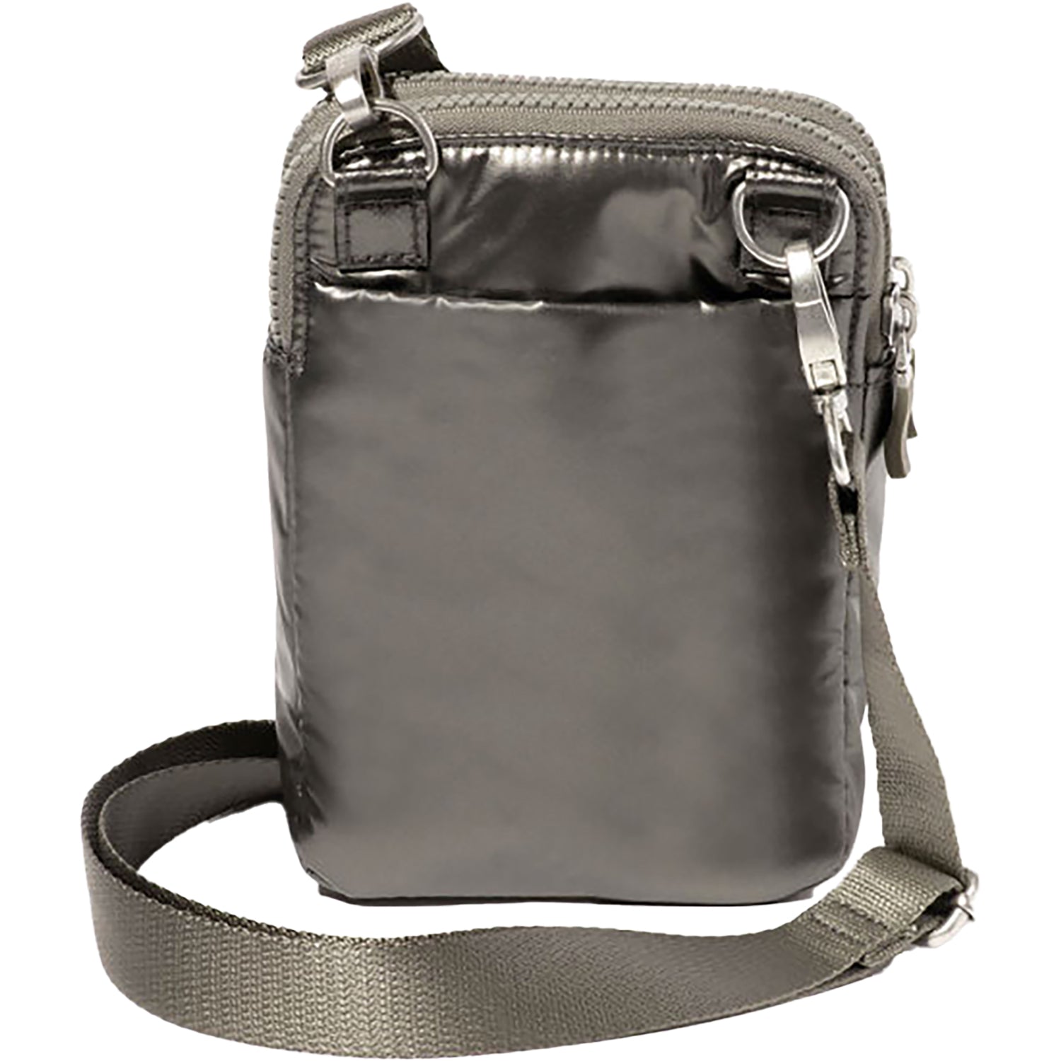 Womens Baggallini Baggallini Modern Take Two RFID Crossbody Gunmetal Puff Nylon Gunmetal Puff