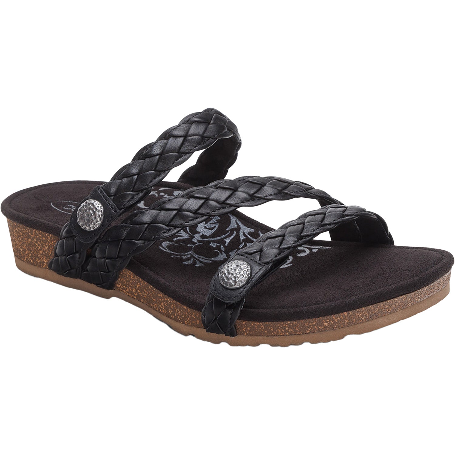 Womens Aetrex Women's Aetrex Josie Black Braided Leather Black