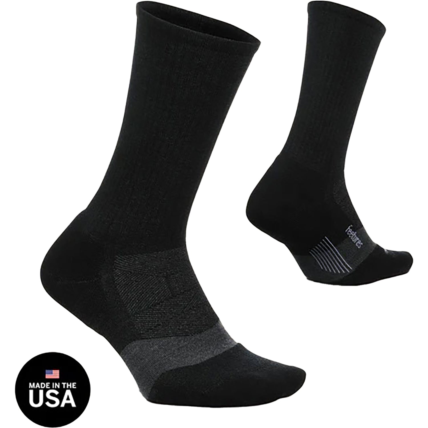 Unisex Feetures Unisex Feetures Merino 10 Max Cushion Crew Socks Charcoal Charcoal
