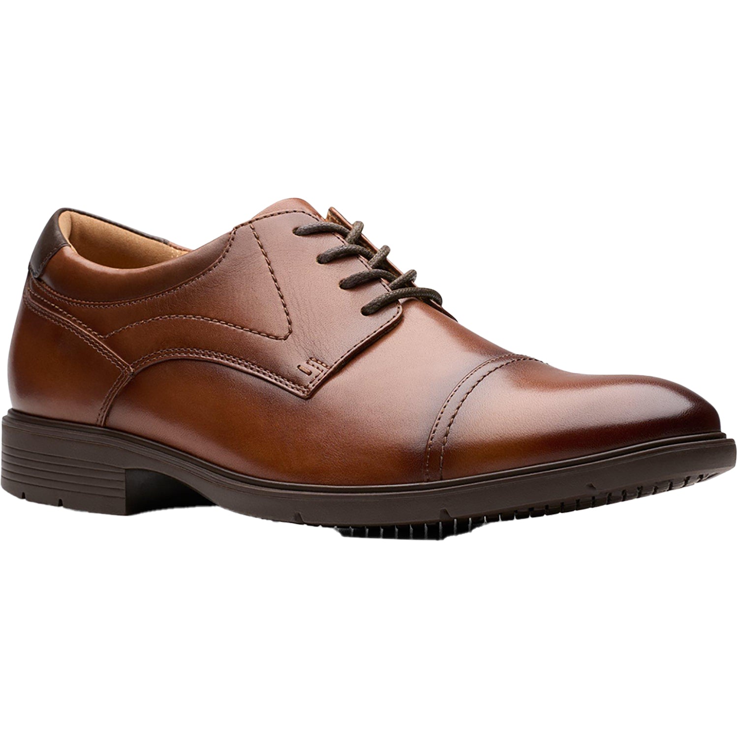 Mens Clarks Men's Clarks Eldredge Cap Dark Tan Leather Dark Tan Leather