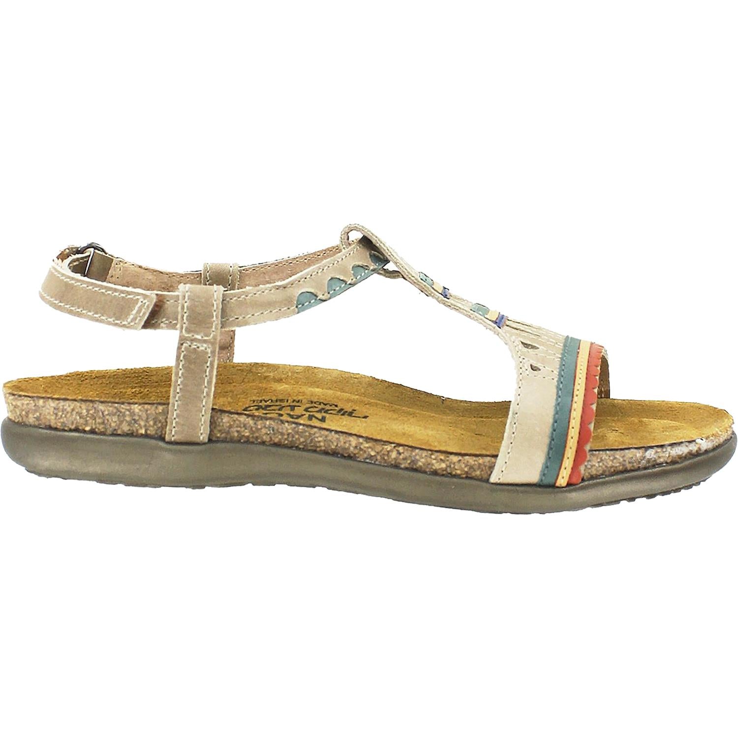 Womens Naot Women's Naot Odelia Khaki Beige/Sea Green Leather Khaki Beige/Sea Green Leather