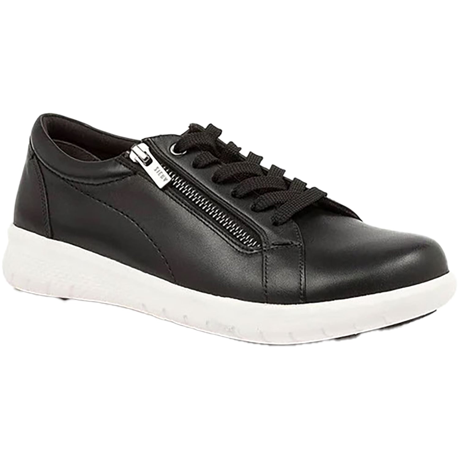 Womens Ziera Women's Ziera Solar Black with White Sole Leather Black With White Sole Leather