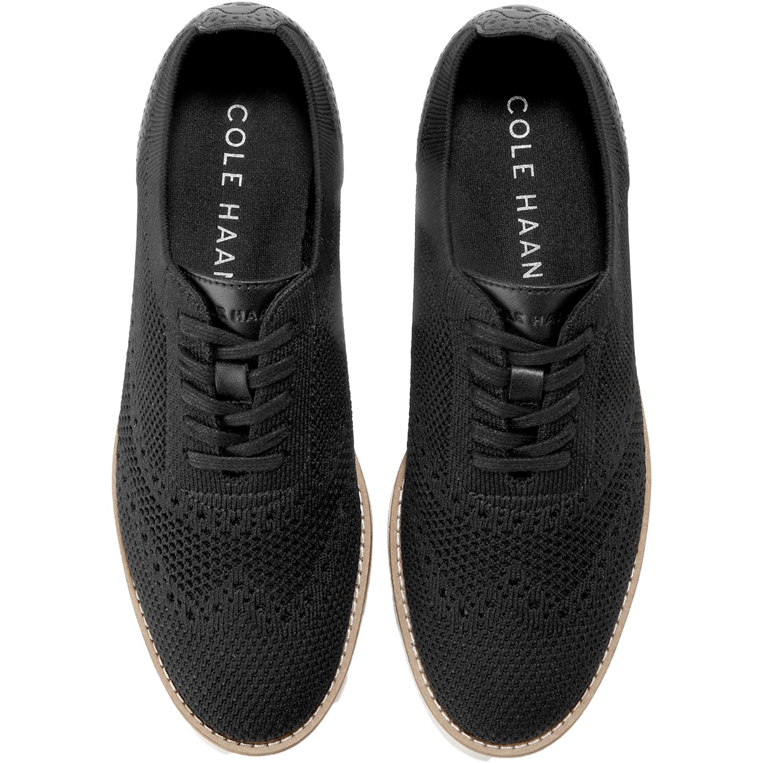 Womens Cole haan Women's Grand City Platform Stitchlight Oxford Black Knit Black Knit