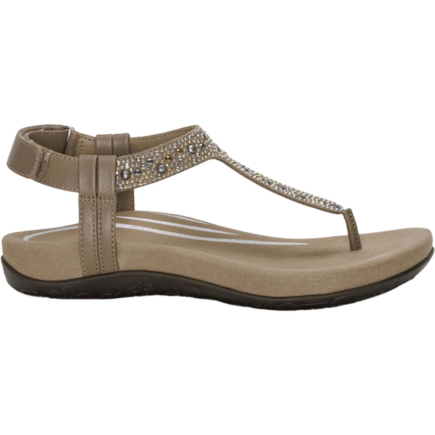 Womens Aetrex Women's Aetrex Marni Taupe With Embellishments Synthetic Taupe With Embellishments Synthetic