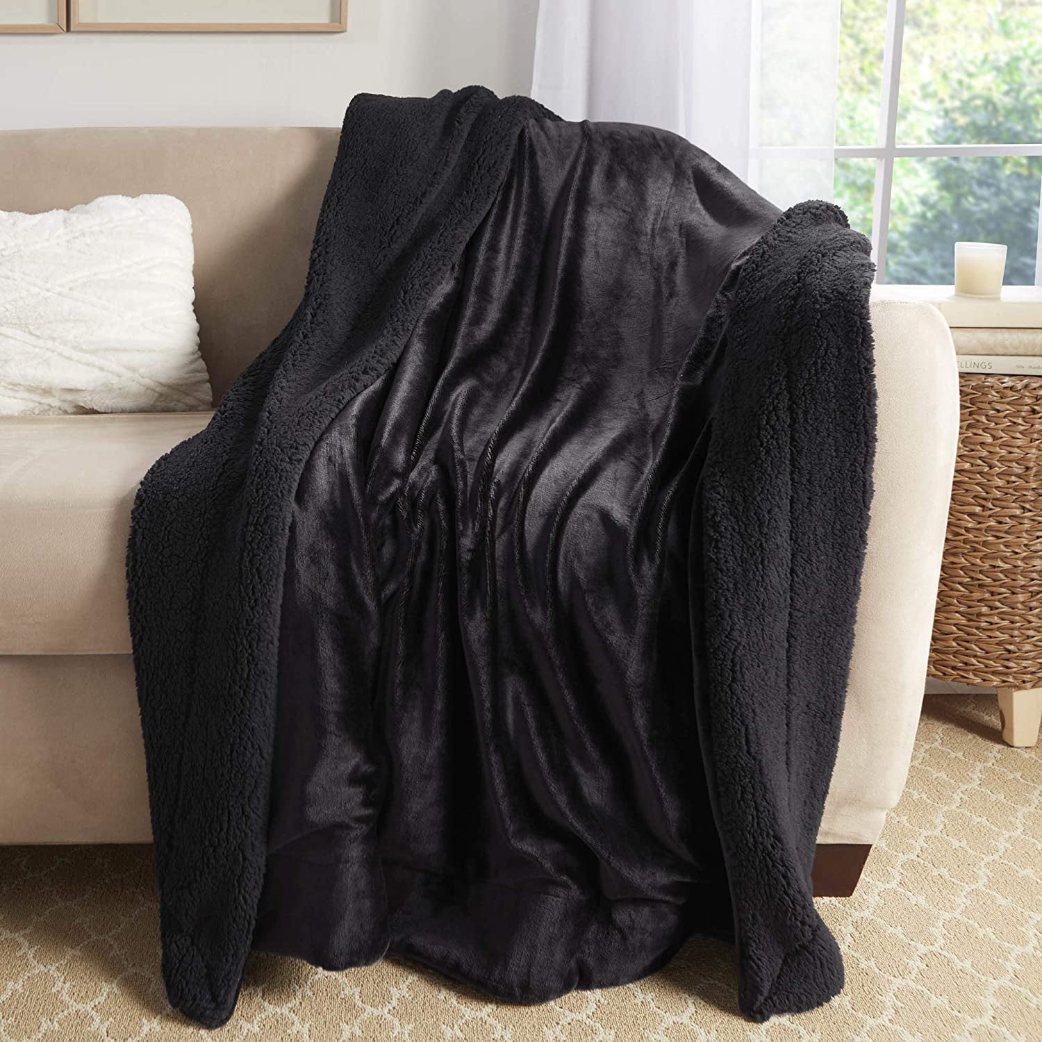 Unisex Genteele blankets Unisex Genteele Sherpa Throw Blanket Black Black