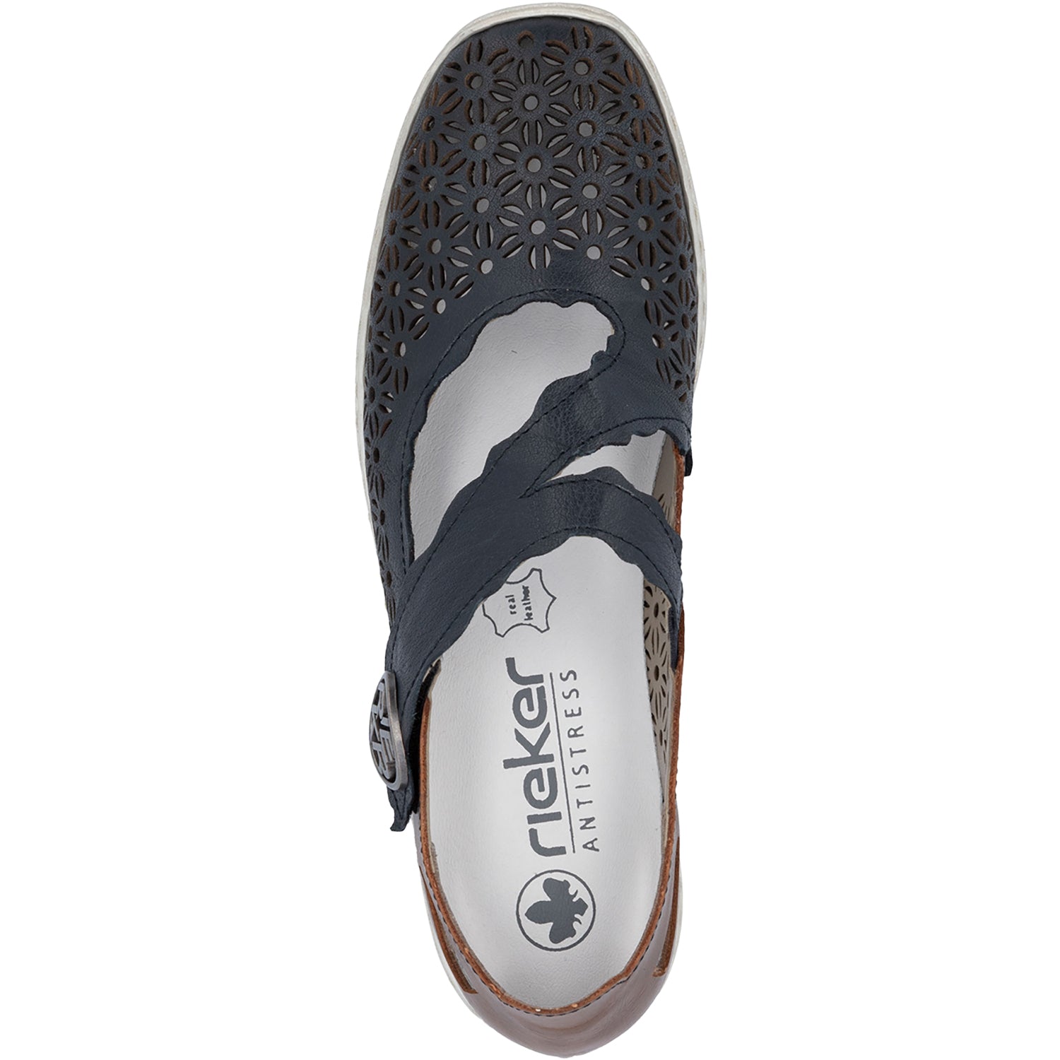 Womens Rieker Women's Rieker 413G4-14 Pazifik/Mogano Leather Pazifik/Mogano Leather