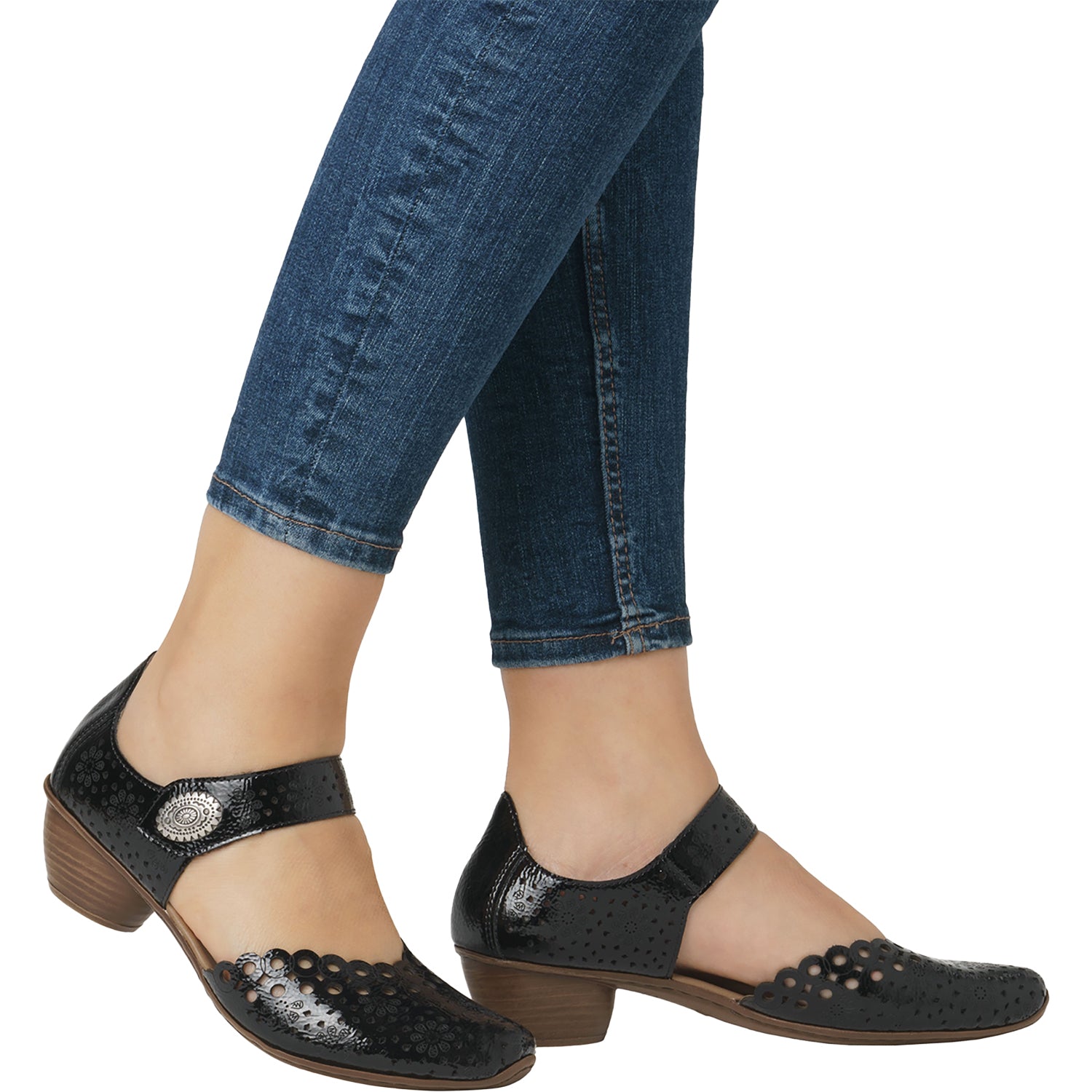Womens Rieker Women's Rieker 43753-02 Mirjam 53 Nero/Black Leather Nero/Black Leather