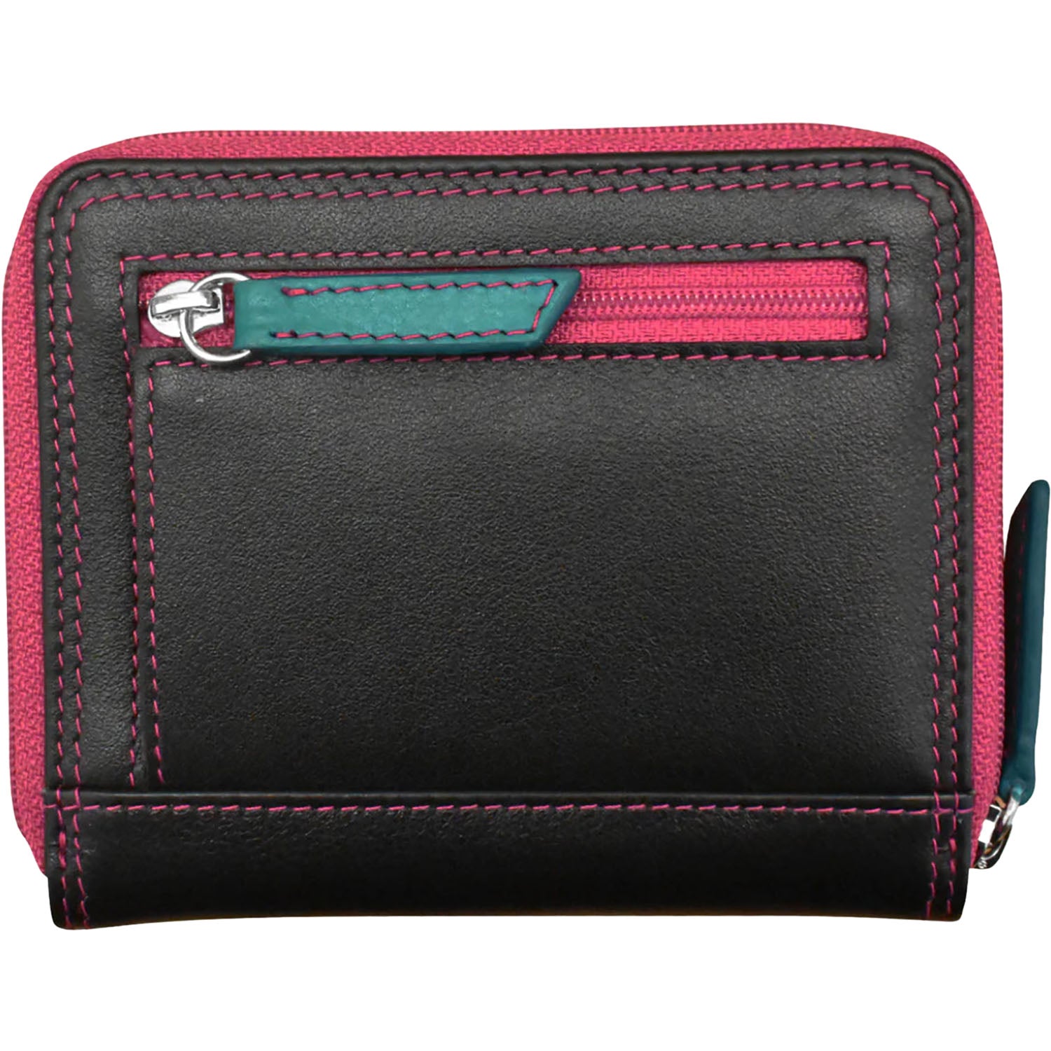 Womens Ili new york ili New York Small Multi Color Zip Wallet Black Brights Leather Black Brights