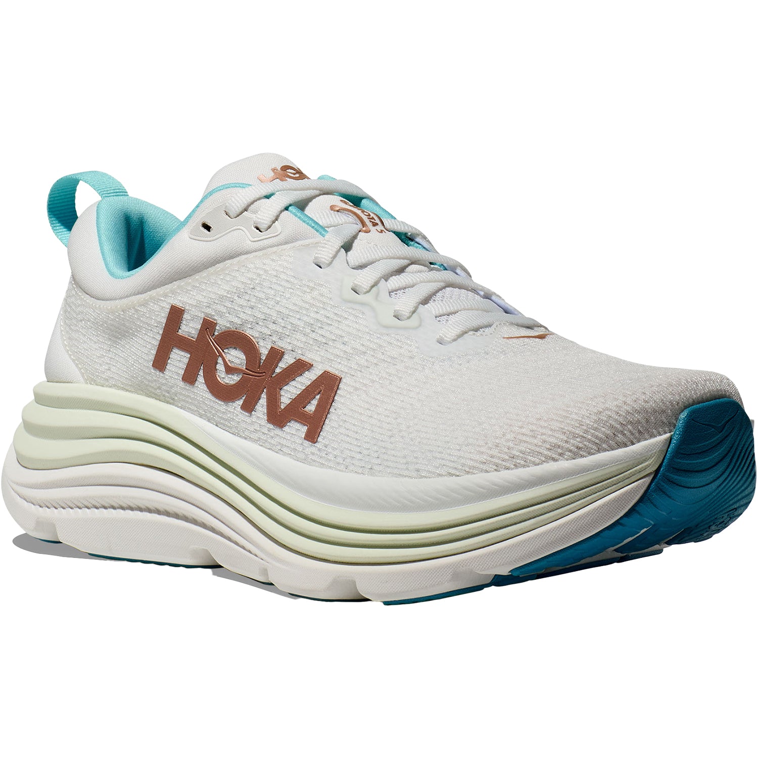 Womens Hoka one one Women's Hoka Gaviota 5 Frost/Rose Gold Mesh Frost/Rose Gold Mesh