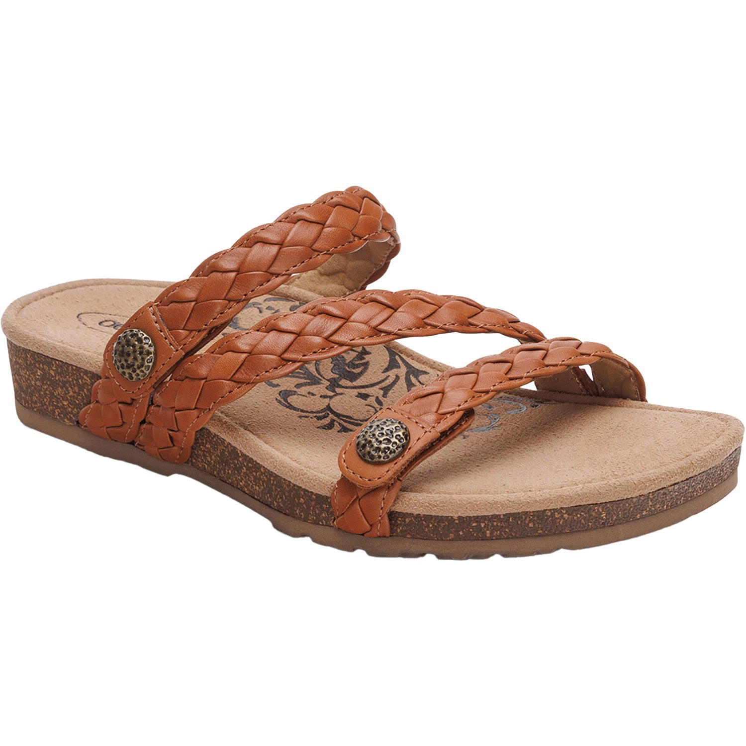 Womens Aetrex Women's Aetrex Josie Ginger Braided Leather Ginger