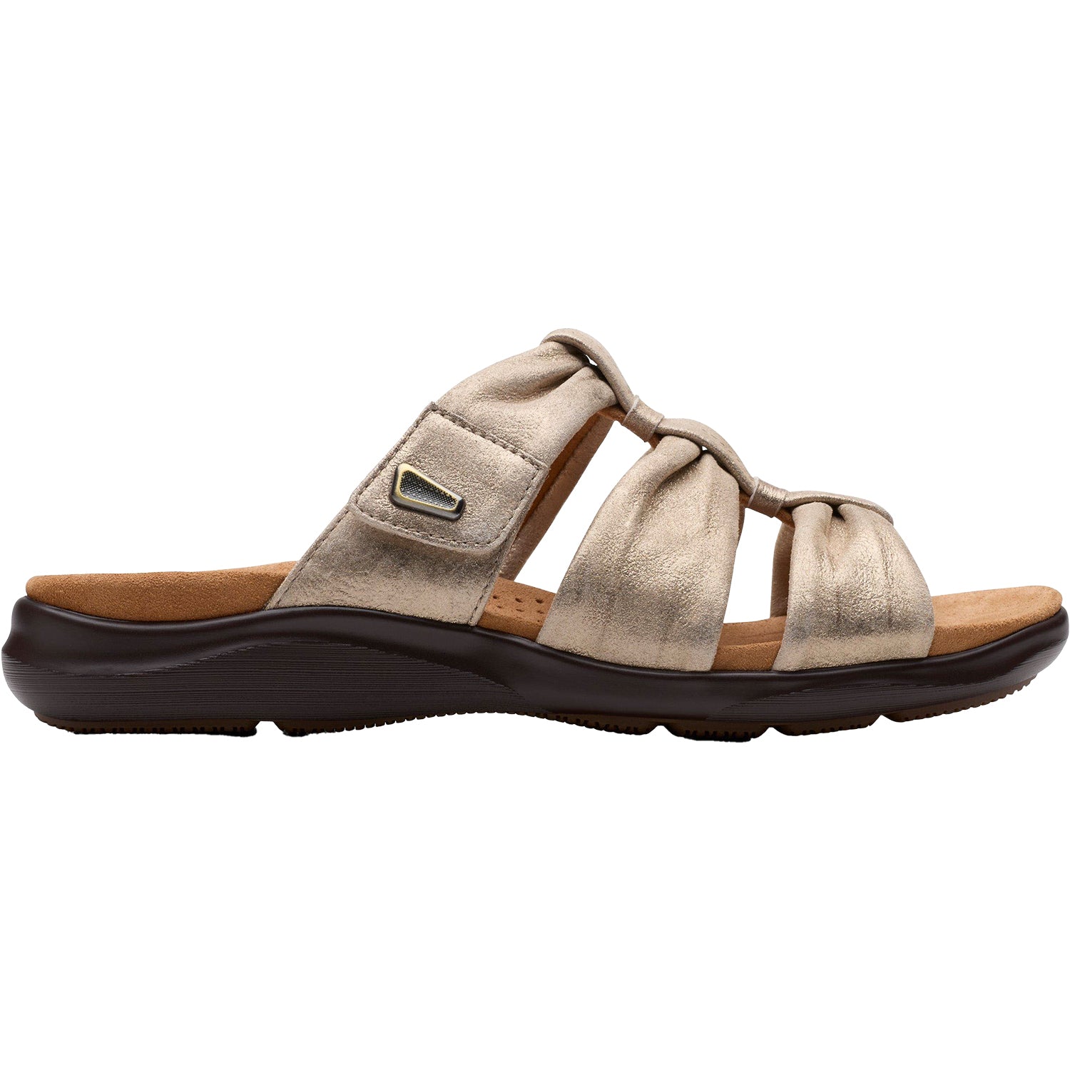 Womens Clarks Women's Clarks Kitly Slide Metallic Leather Metallic Leather