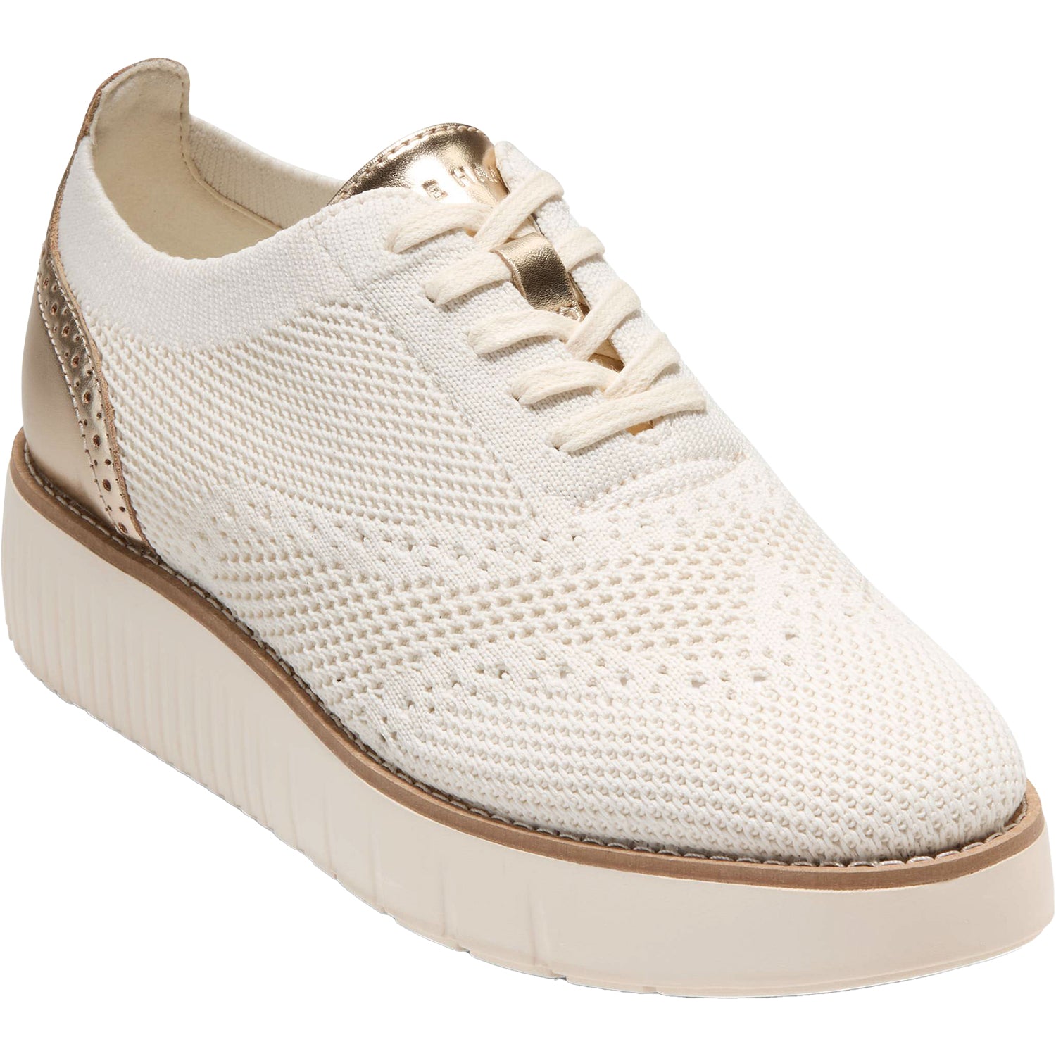 Womens Cole haan Women's Grand City Platform Stitchlight Oxford Ivory Knit Ivory Knit